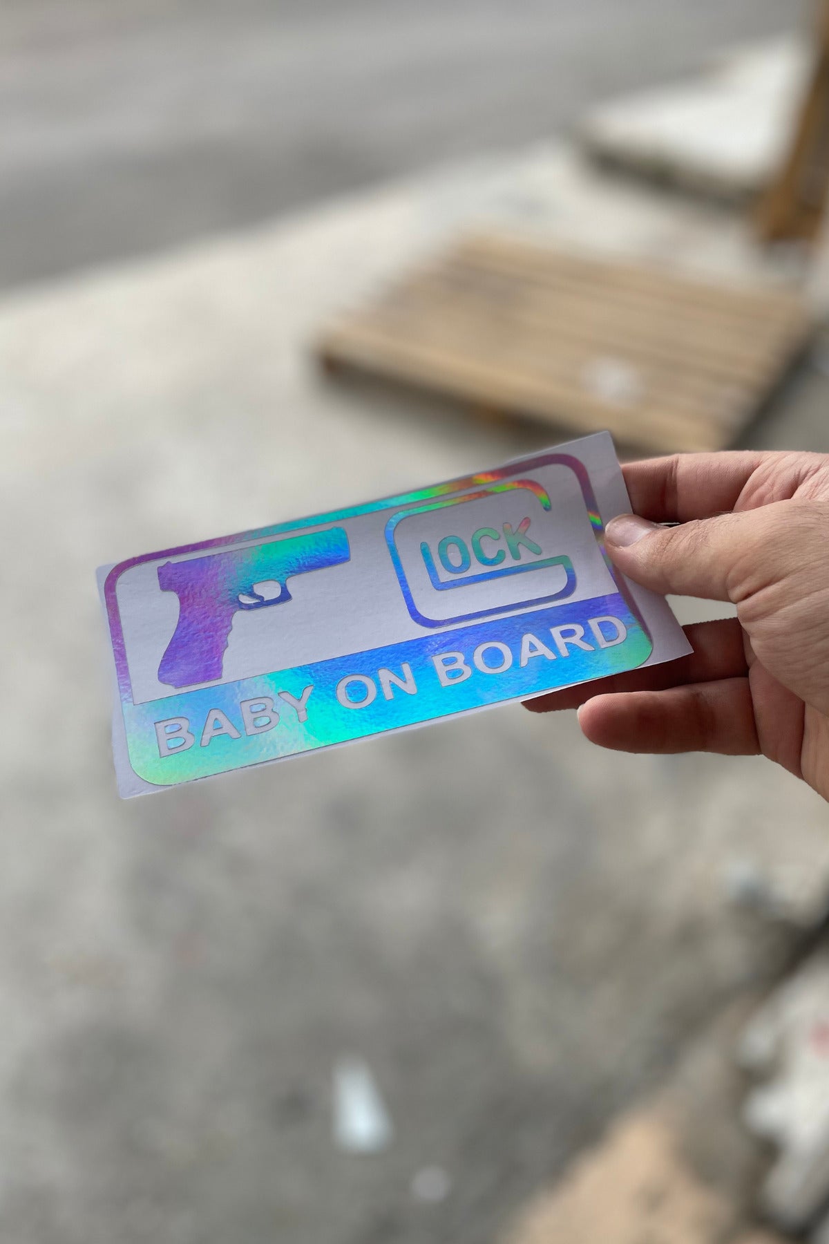 Motor-Araba-Kask için Hologramlı Renk Değiştiren Sticker Glock Baby On Board (1 Adet)