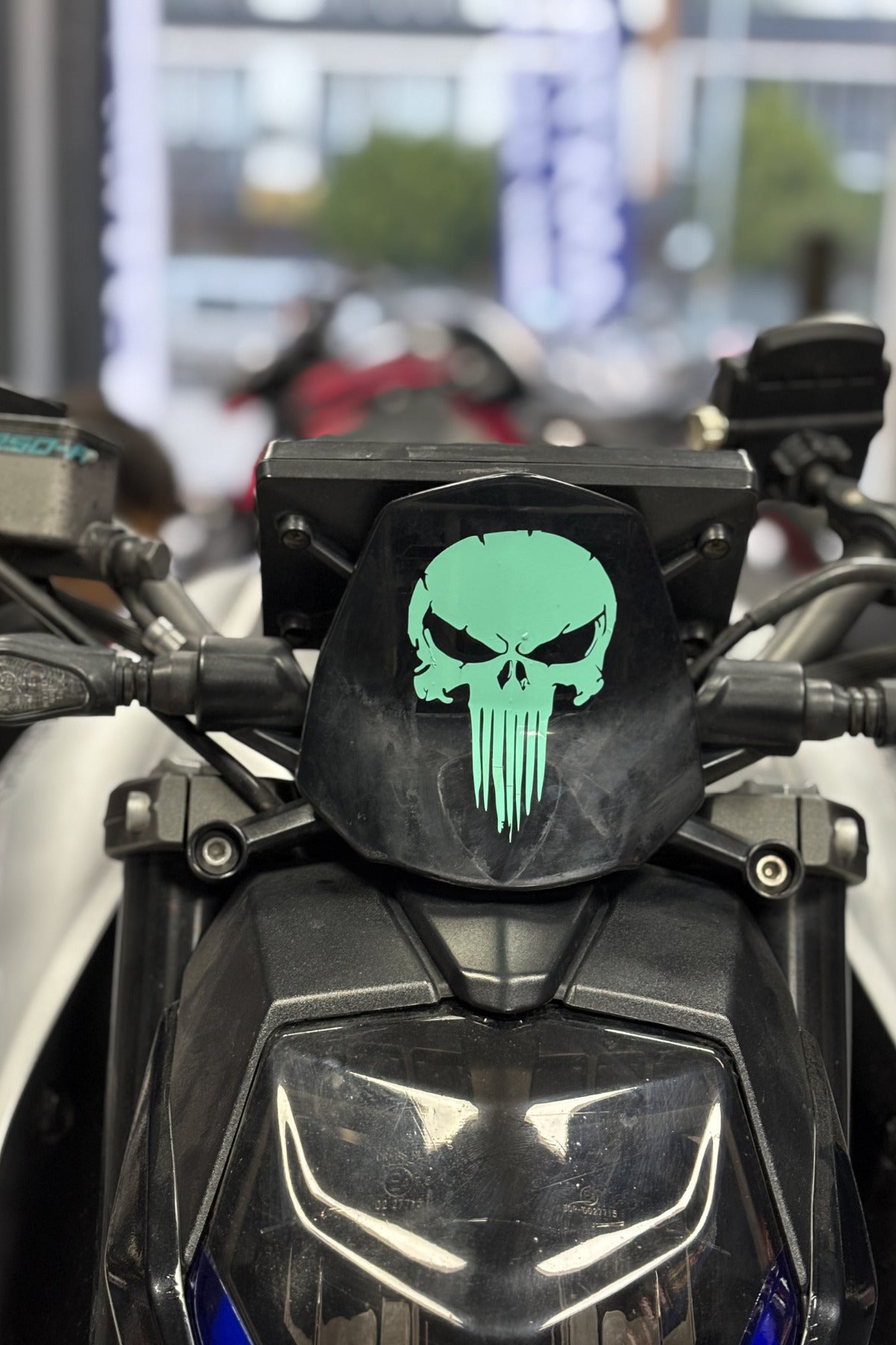 Motor ve Kask için Nane Yeşil Punisher Logo Sticker Etiket (1 Adet)