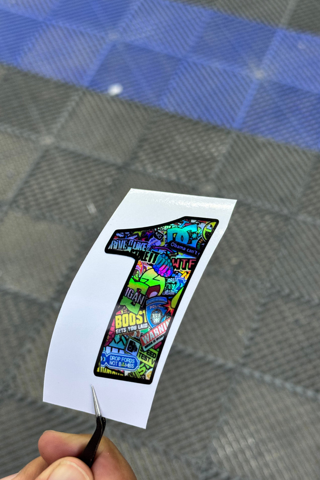 Motor-Araba-Laptop için Hologramlı 1(BİR) Rakam stickerı1 (7CMX4,2CM) 1 Adet