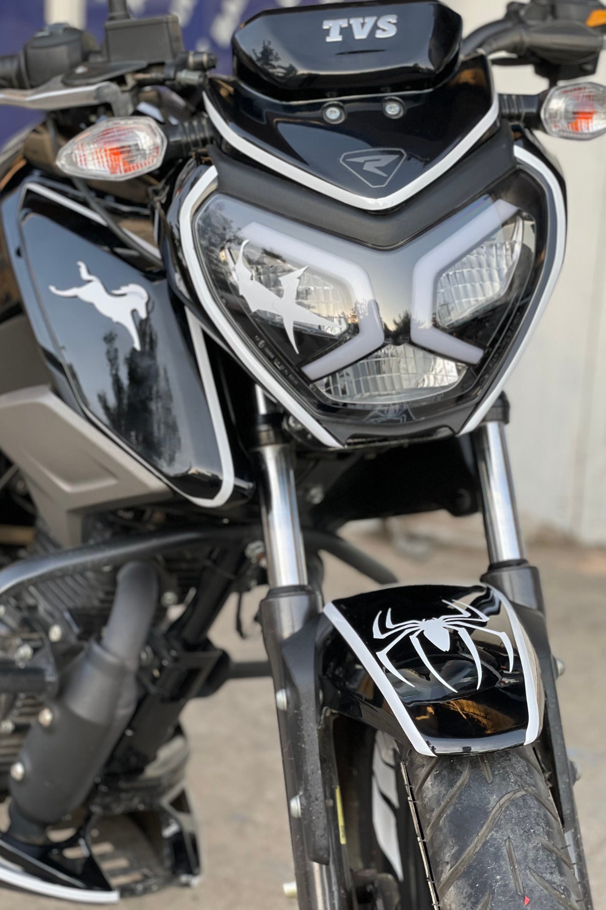 TVS Raider 125 için Parlak Beyaz 17 Parça Sticker Etiket Seti
