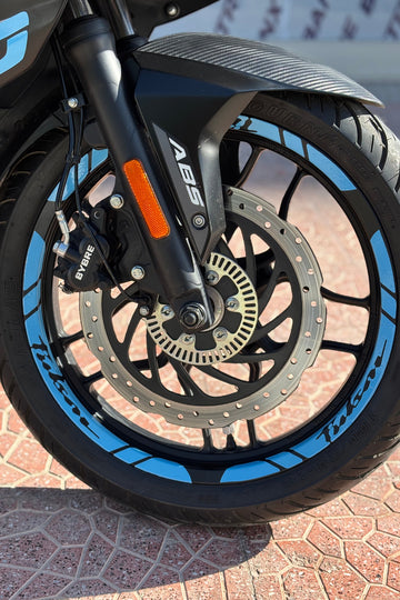 Bajaj Pulsar Grubu için Bebek Mavisi Jant Şeridi Sticker Seti (12'li)