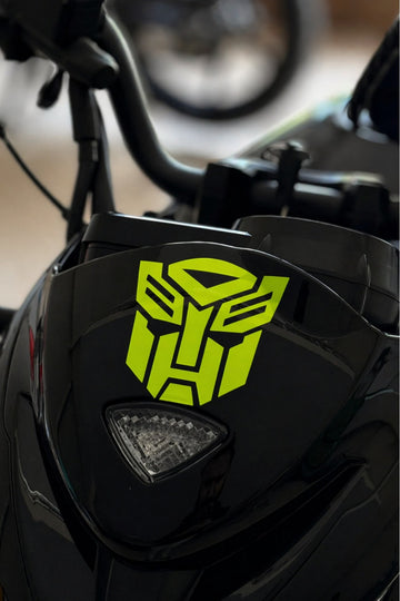Motor ve Kask için Neon Sarı Renk Transformers Sticker Etiket (1 Adet)