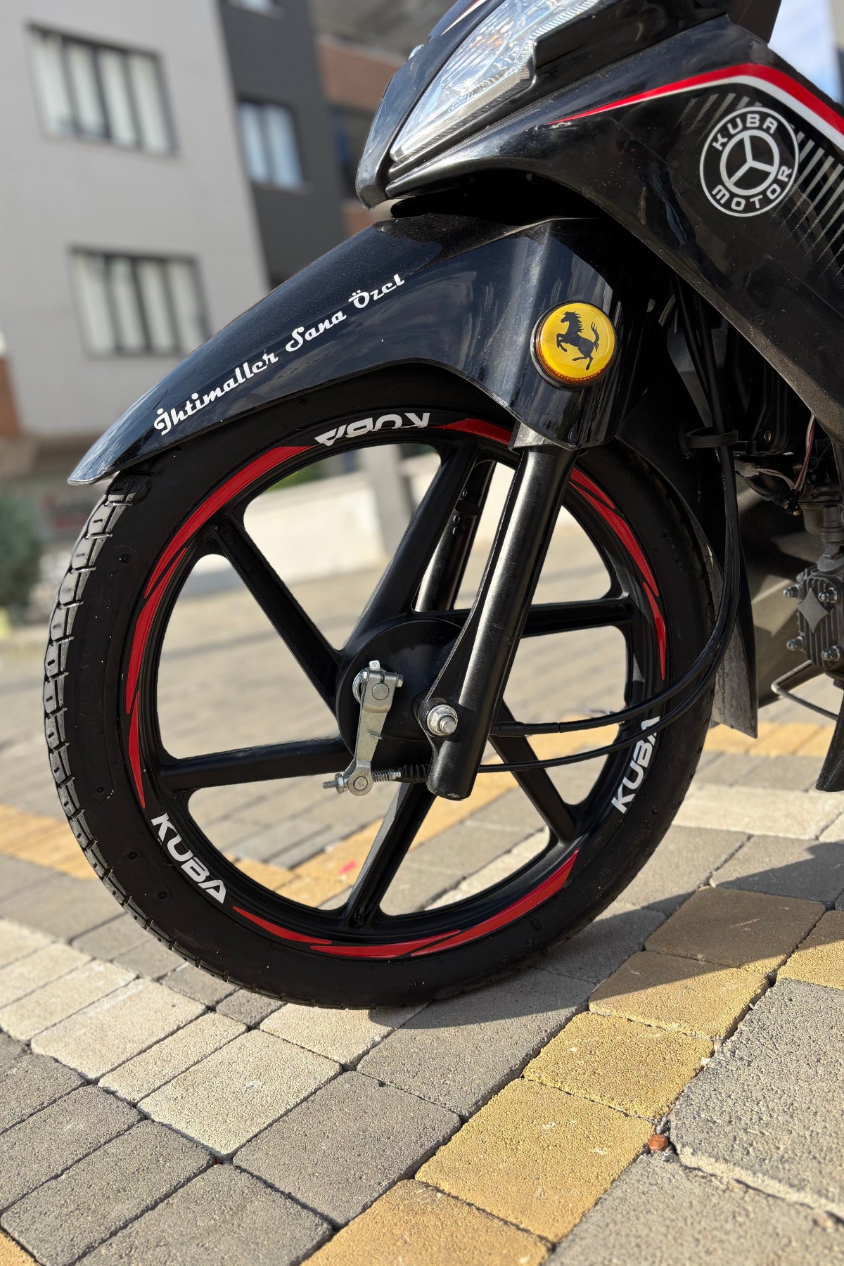 Kuba Ege Cup Motor için Kırmızı Renk Jant Şeridi Sticker Seti (Tüm Cuplara Uyumlu)