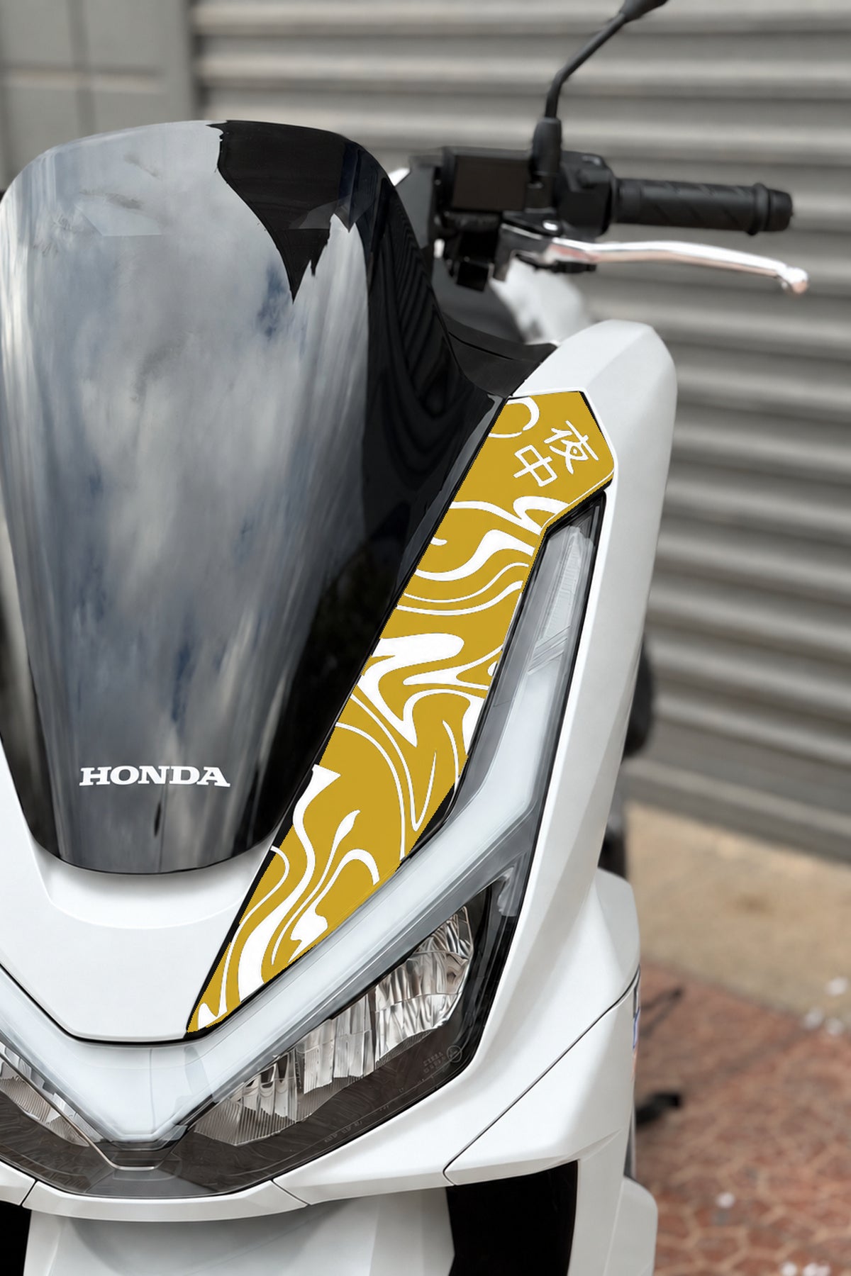 Honda PCX Deluxe Yeni Kasa 2025-2026 Uyumlu Kanji Duman Desenli Ön Panel Sticker