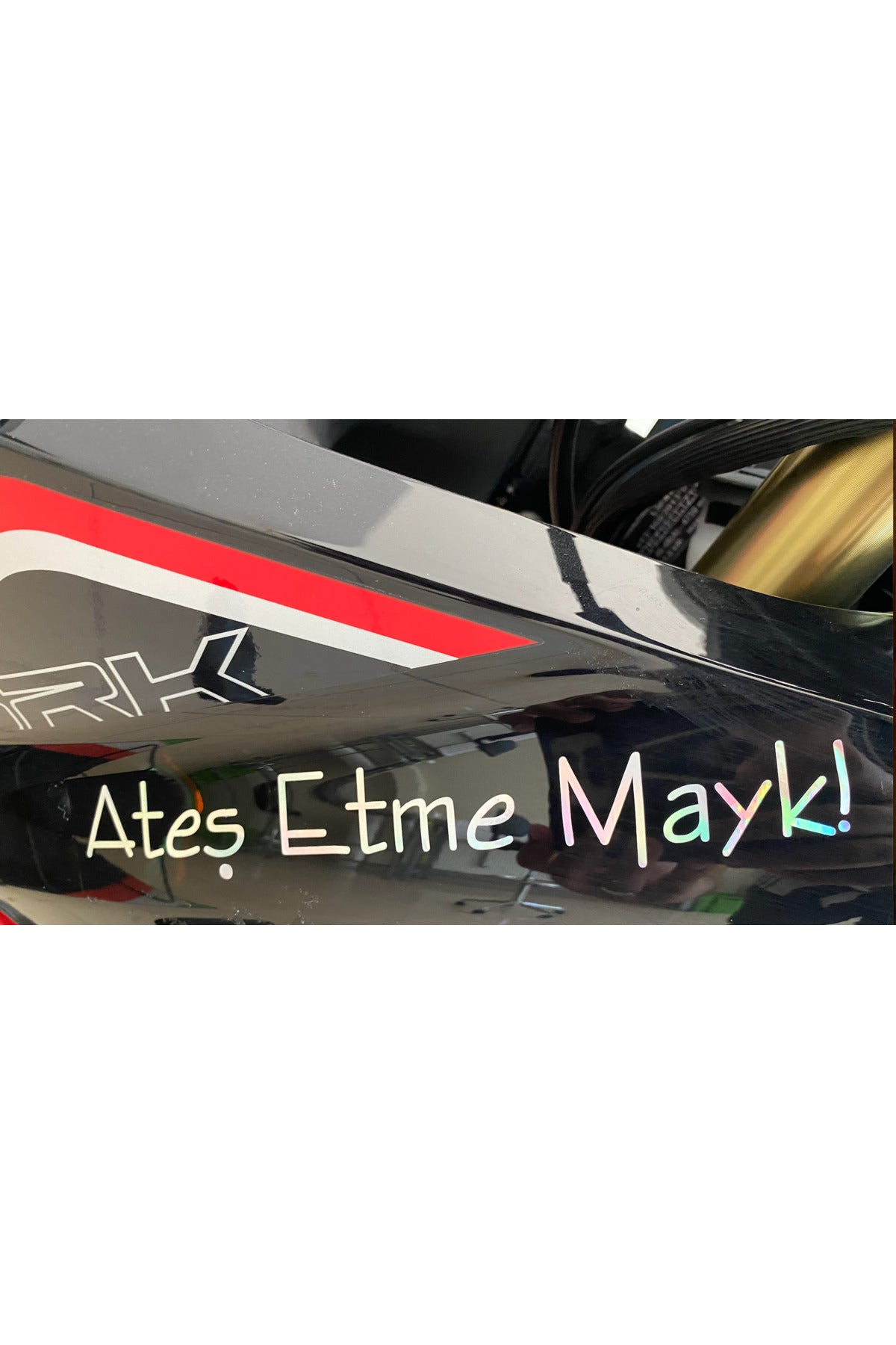 Motor-Araba-Kask için Hologram Renk' Ateş Etme Mayk' Sticker Etiket (20CM)