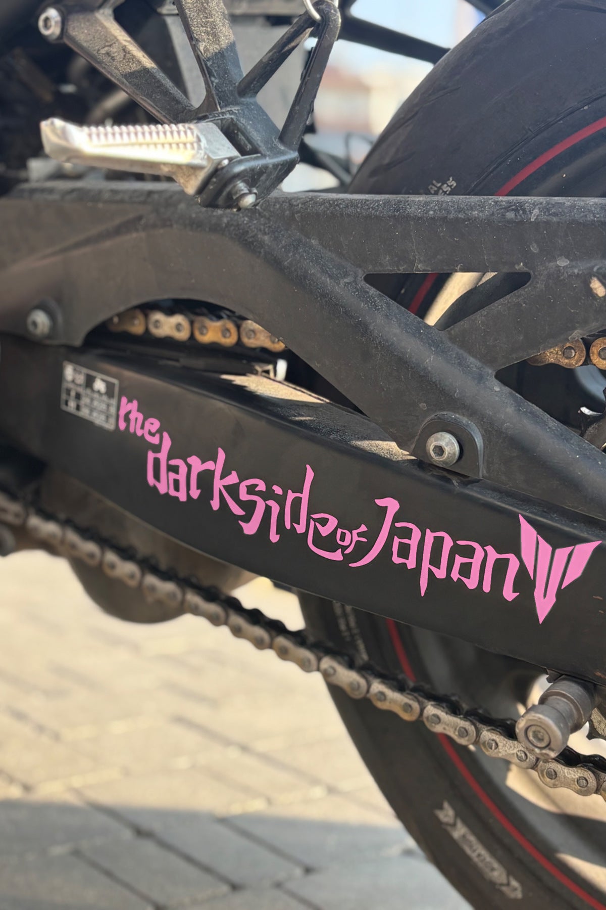 Motosiklet Yan Şase için Eğik The Dark Side of Japan Sticker Etiket