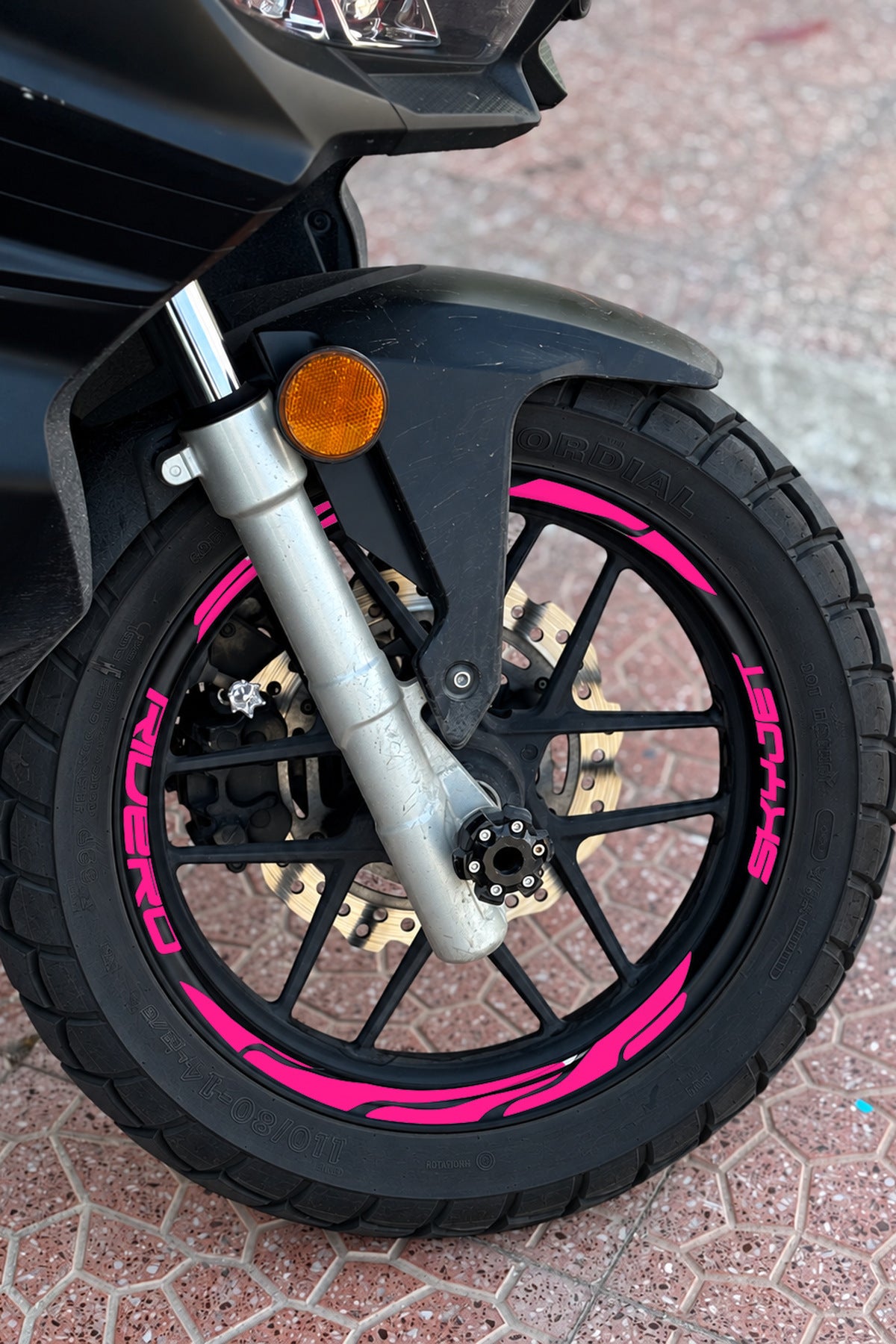 Skyjet Rivero Scooter için 16 Parça Jant Şeridi Sticker Seti (Ön-Arka Yeterli)