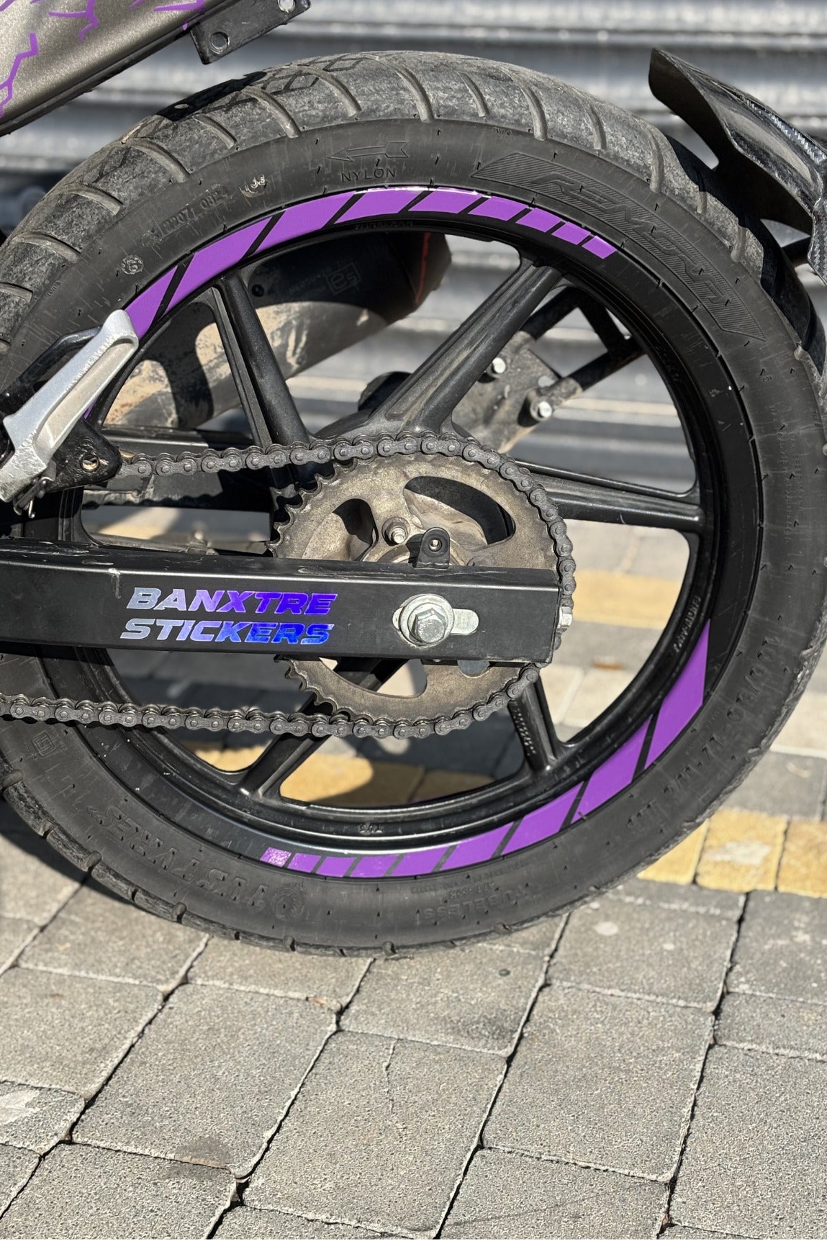 Motor Jantı için Oracal Mor Renk Jant Şeridi Seti (8 Parça ) (Tüm Motorlara Uyumlu)