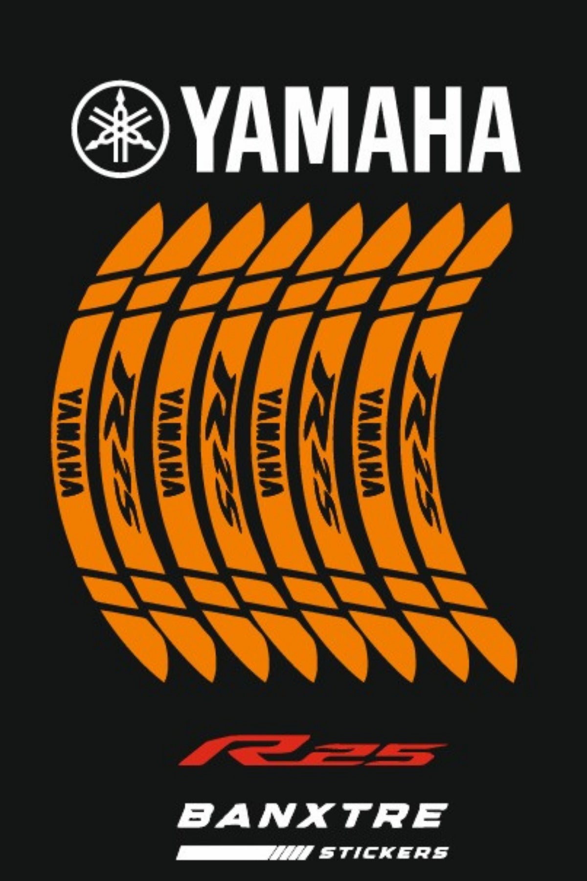 Yamaha R25 için Tüm Modellere Uyumlu Jant Şeridi (8 Parça)