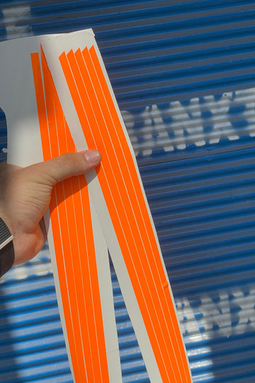 Araba-Kask-Motor için Orafol Neon Turuncu İnce Detay Şeritler Sticker Etiket 5 Parça Toplam 5 Metre