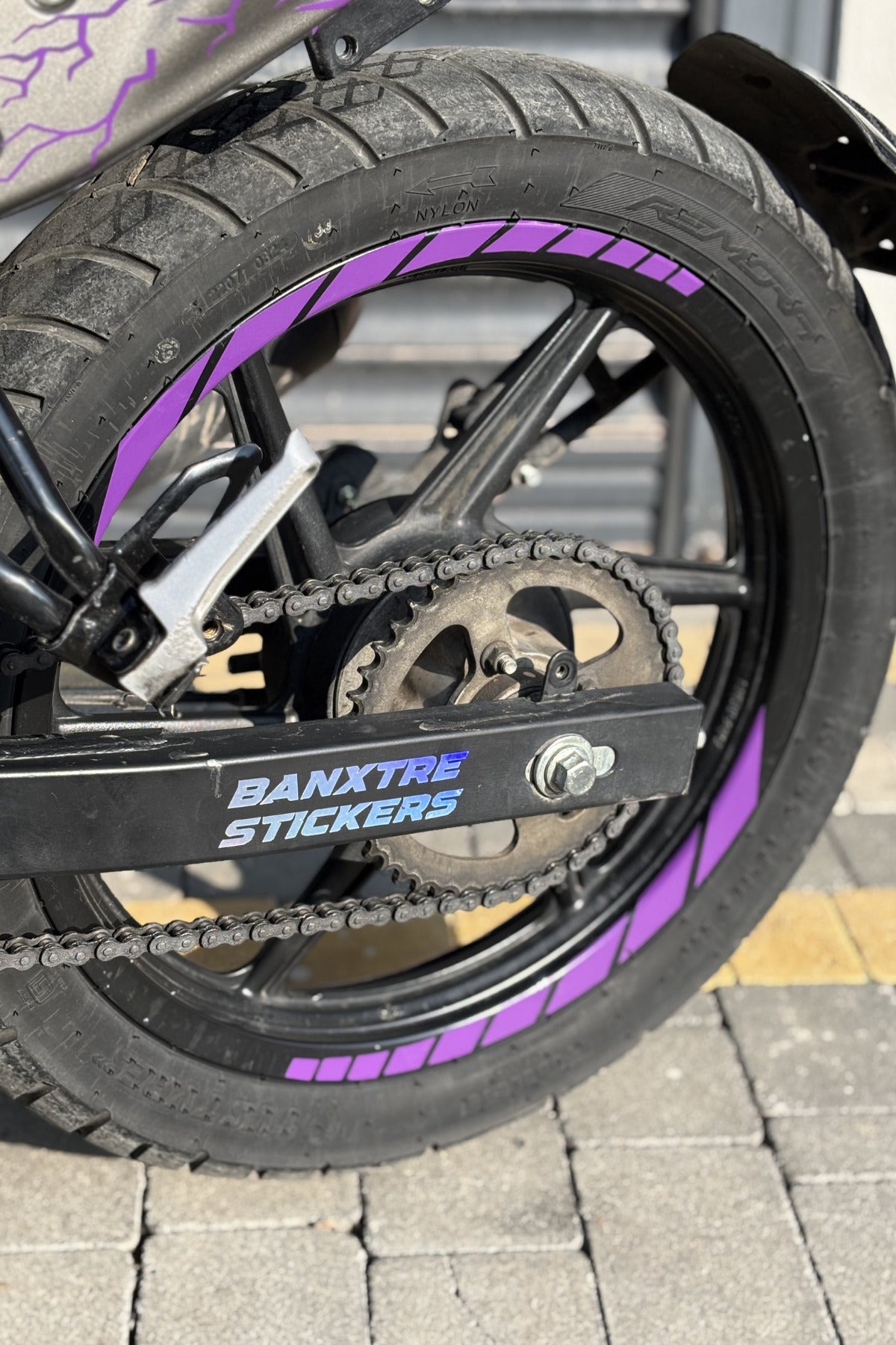 Motor Jantı için Oracal Mor Renk Jant Şeridi Seti (8 Parça ) (Tüm Motorlara Uyumlu)
