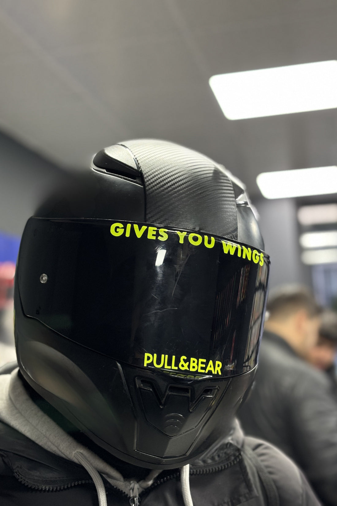 Kask Vizörü için Neon sarı Gives You Wings ve P&B Sticker Etiket