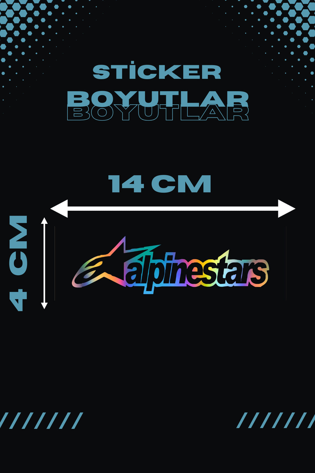 Dekoratif Hologramlı  Alpinestars Sticker Araba-Motor-Kask için Etiket 14CMx4CM (1 Adet)