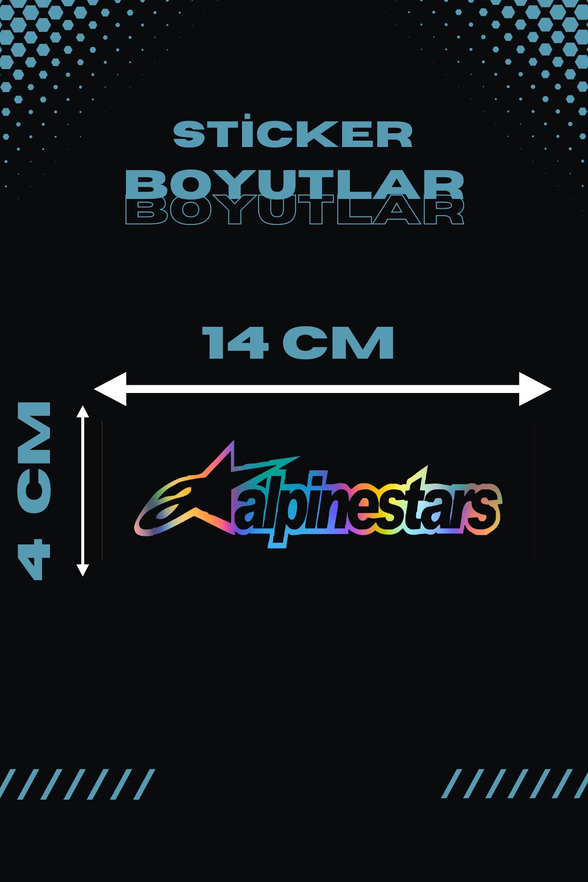 Dekoratif Hologramlı  Alpinestars Sticker Araba-Motor-Kask için Etiket 14CMx4CM (1 Adet)