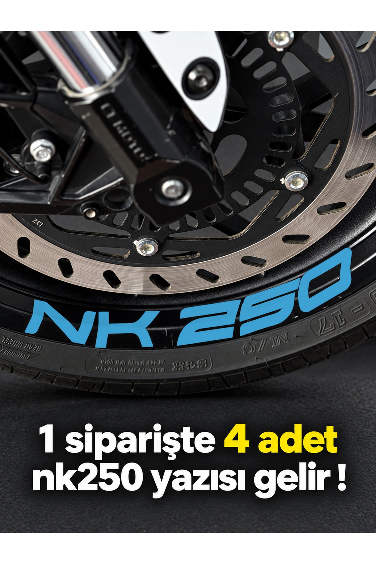 CFMOTO NK250 için Geniş Boyutlarda NK250 Jant için Yazı Sticker (1 Paketten 4 Adet Çıkar )