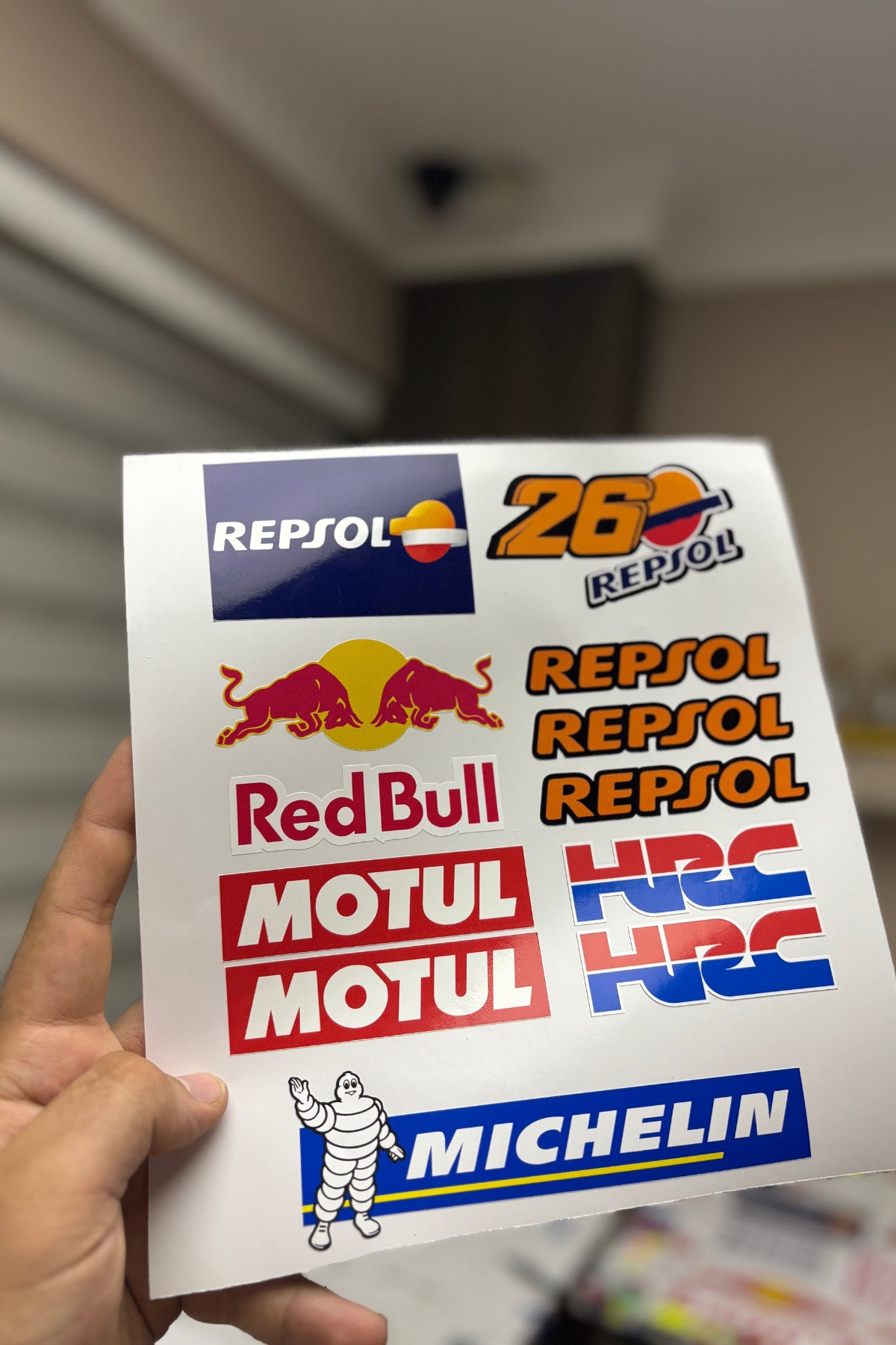 Motor ve Kask için HRC-REPSOL A4 Sticker Pack 12 Parça