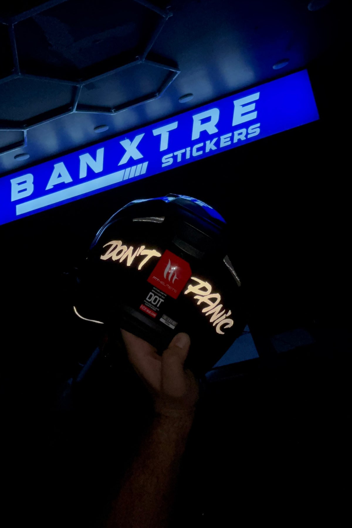 Motosiklet ve Kask için Reflektörlü Dont Panic Sticker Etiket (1 Adet)