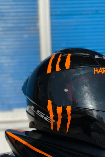 Kask için Orafol Neon Turuncu Pençe İzi  Sticker Etiket