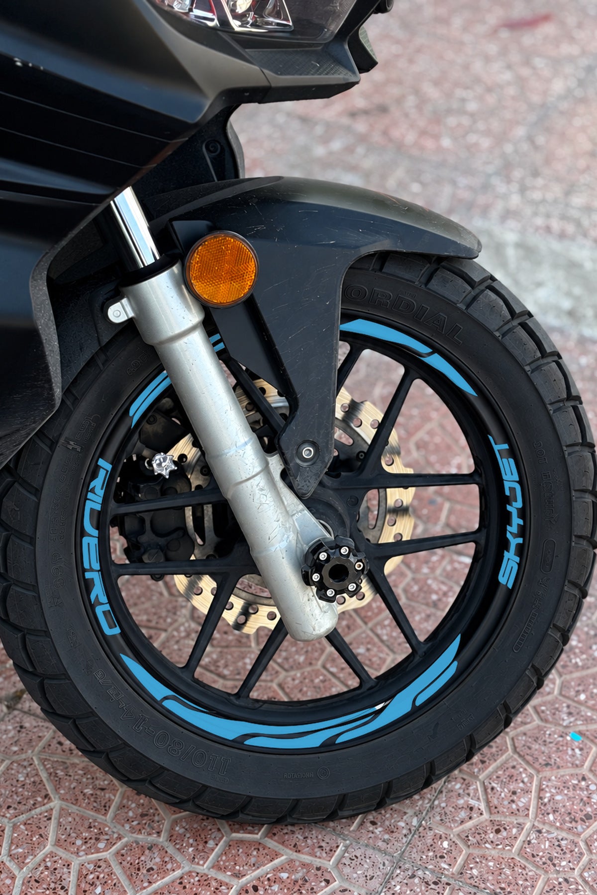Skyjet Rivero Scooter için 16 Parça Jant Şeridi Sticker Seti (Ön-Arka Yeterli)