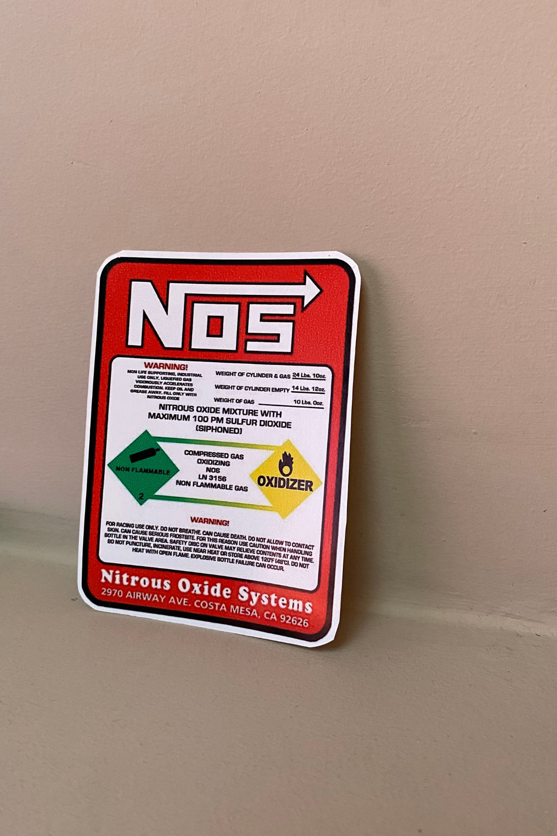 Nos Tüp Sticker Etiket (10cmX7.5cm) Motor-Araba-Kask için