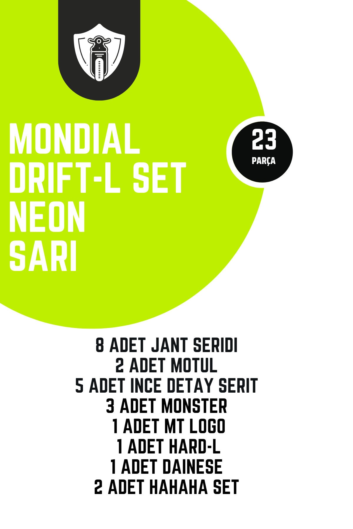 Mondial Drift-L için Neon Sarı Komple Set Kaplama Motor için Sticker Seti 23 Parça