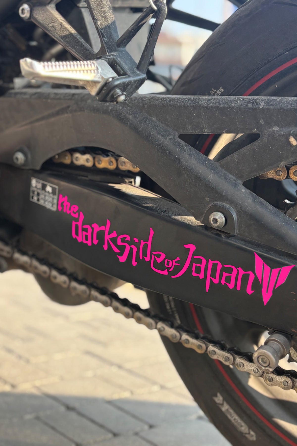 Motosiklet Yan Şase için Eğik The Dark Side of Japan Sticker Etiket