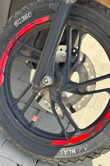 RKS Scooterlar için Kırmızı Jant Şeridi Sticker Seti (8 Parça)