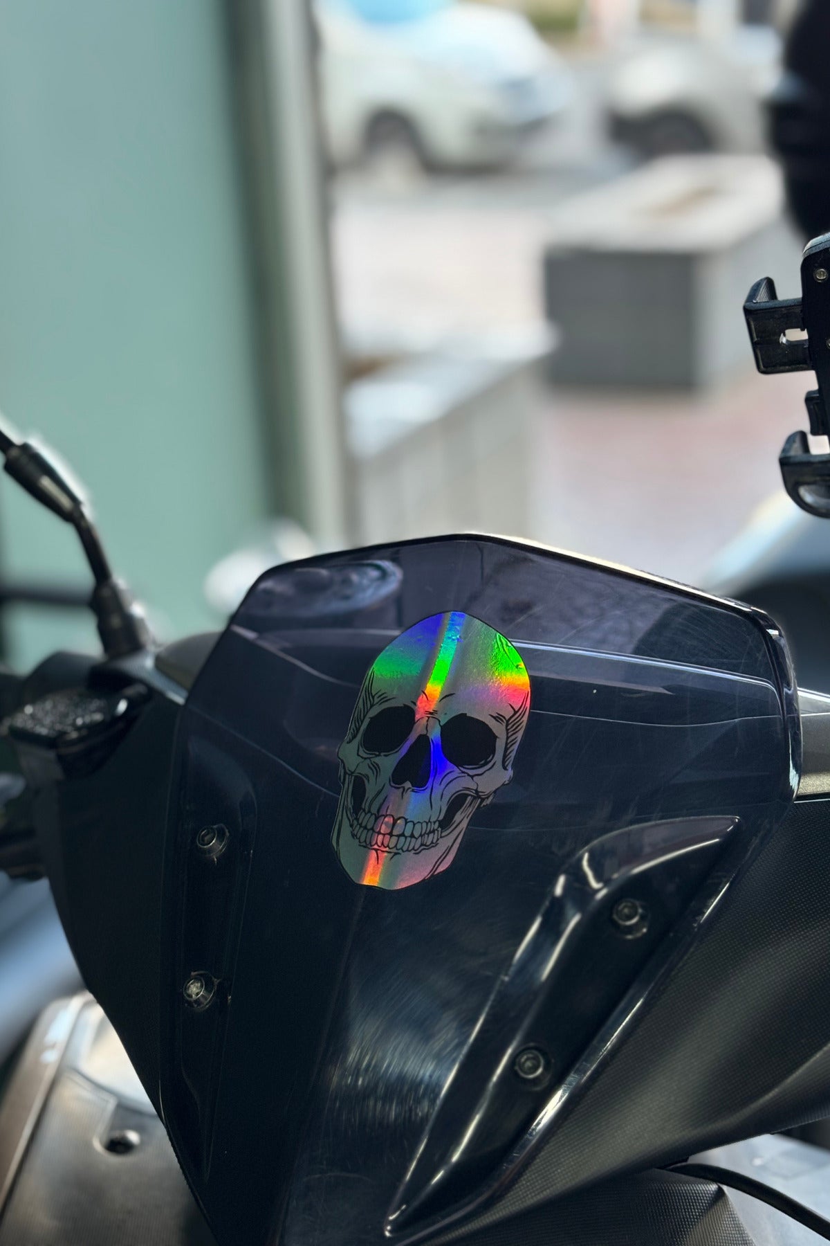 Motor ve Araba için Hologramlı Kurukafa İskelet Sticker Etiket (9CMx6CM)