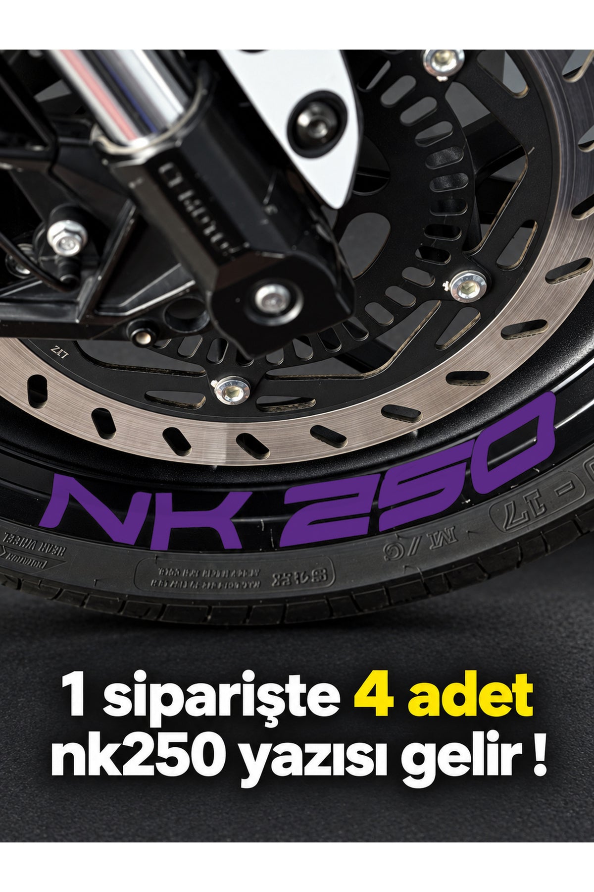 CFMOTO NK250 için Geniş Boyutlarda NK250 Jant için Yazı Sticker (1 Paketten 4 Adet Çıkar )