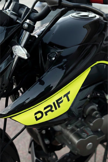 Mondial Drift-L için Yan Grenajlara Uyumlu Neon Sarı Drift Yazılı Sticker Kaplama (Sağ ve Sol)
