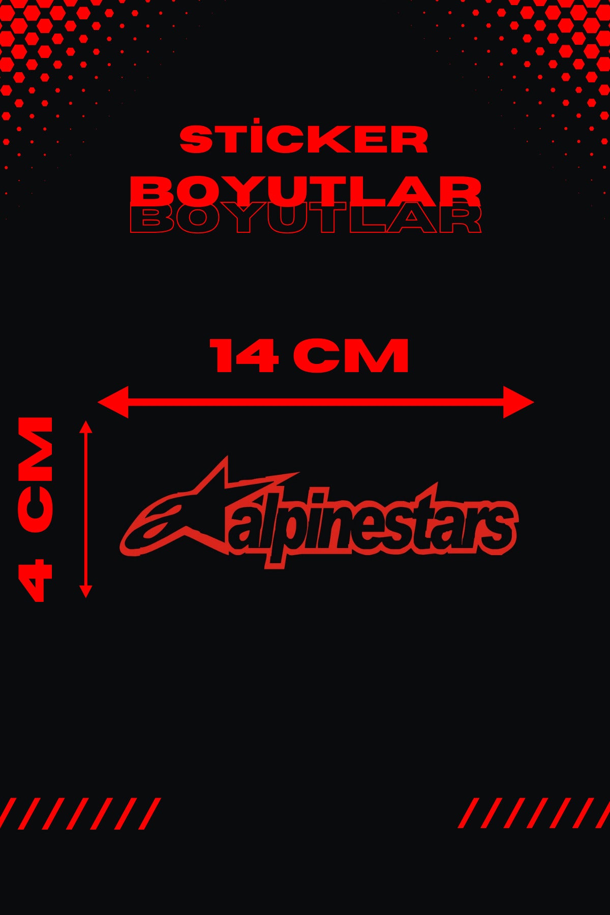 Dekoratif Kırmızı Alpinestars Sticker Motor-Araba-Kask için Etiket 14CMx4CM (1 Adet)