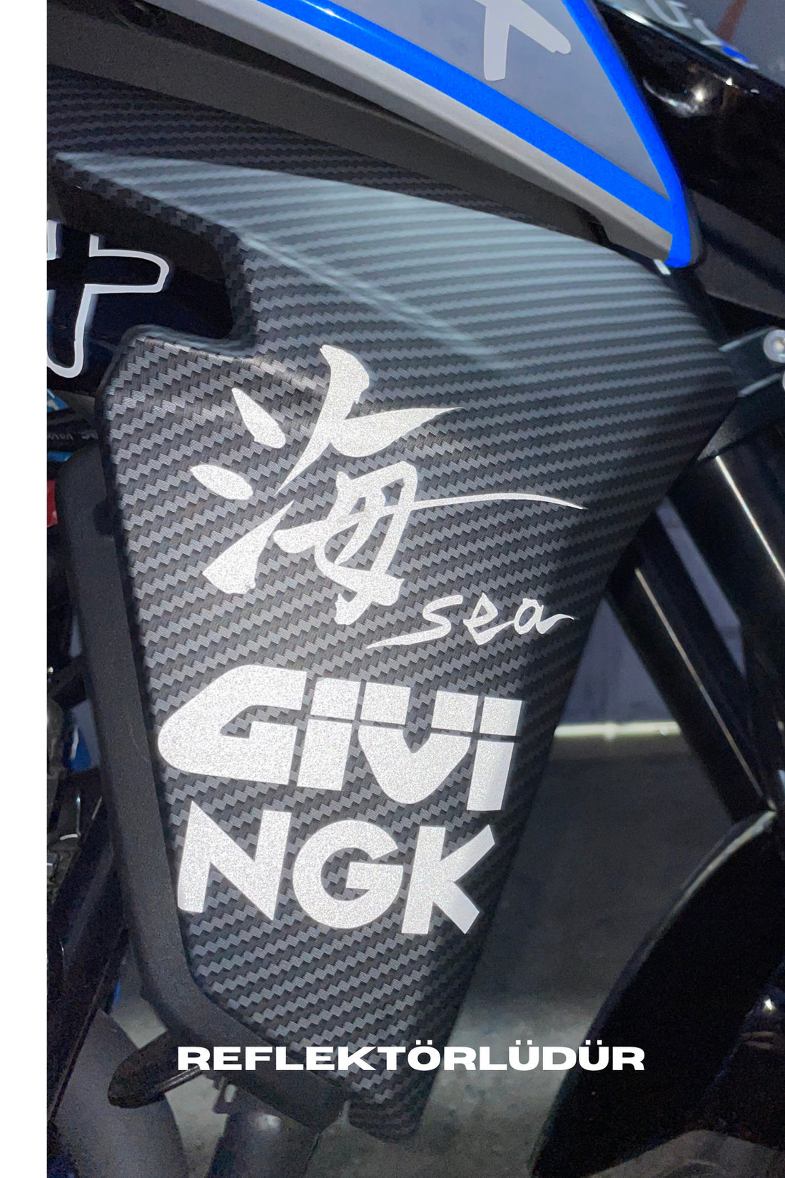 CF MOTO NK250 için Beyaz Reflektörlü Gece Parlayan Sponsor Kaplama (1 Adet)