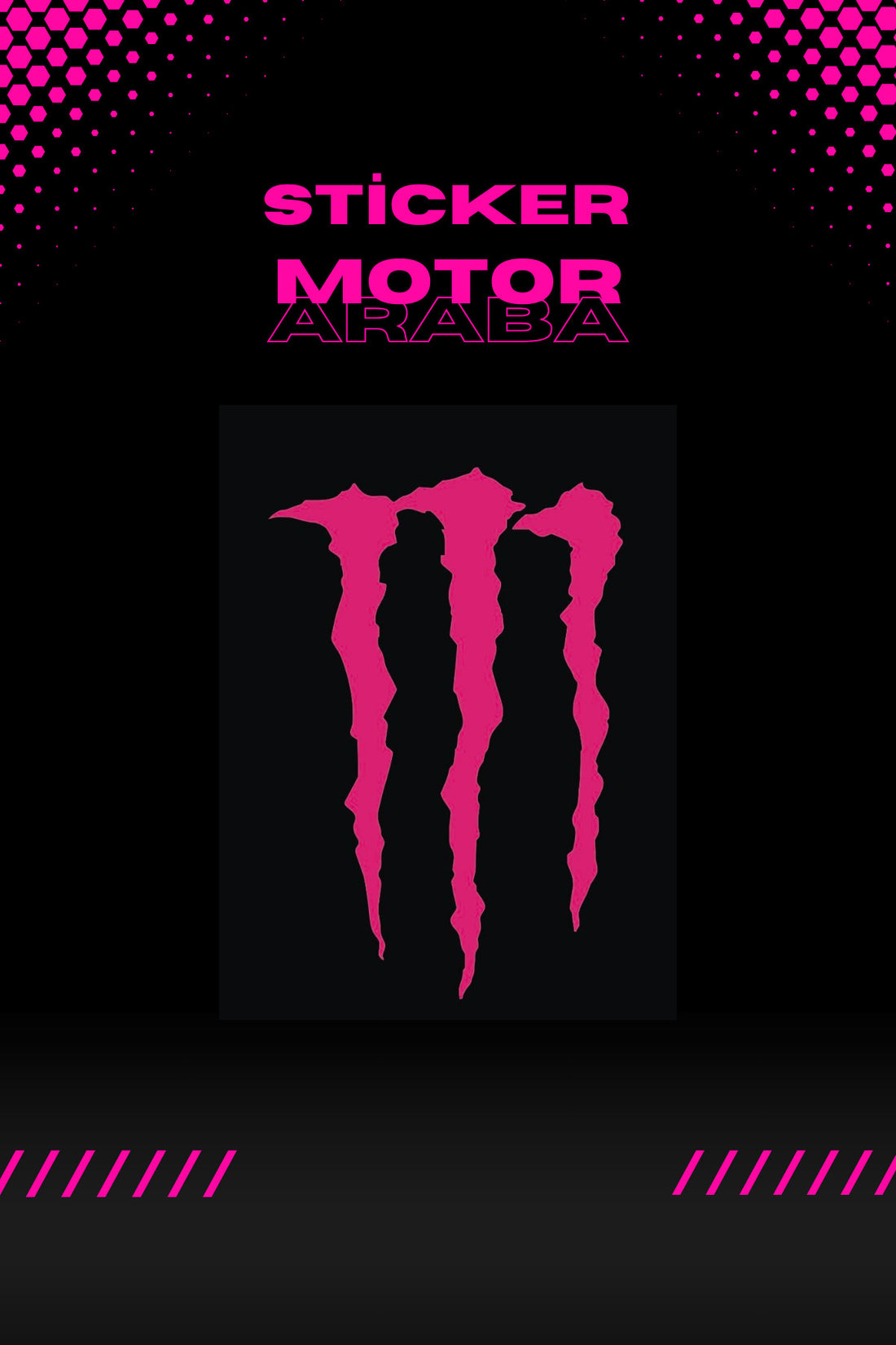 Dekoratif Neon Pembe Monster Sticker Motor-Araba için Etiket 10CMx6CM 1 Adet