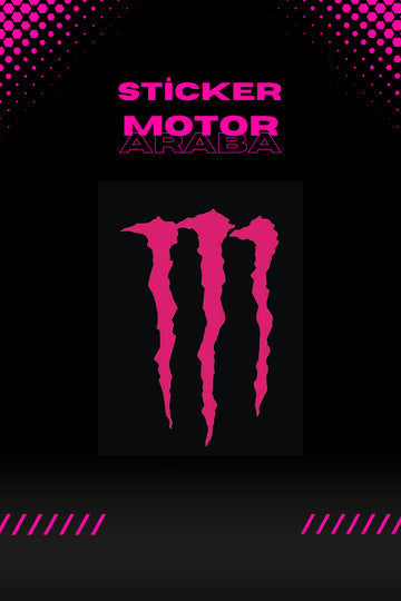 Dekoratif Neon Pembe Monster Sticker Motor-Araba için Etiket 10CMx6CM 1 Adet