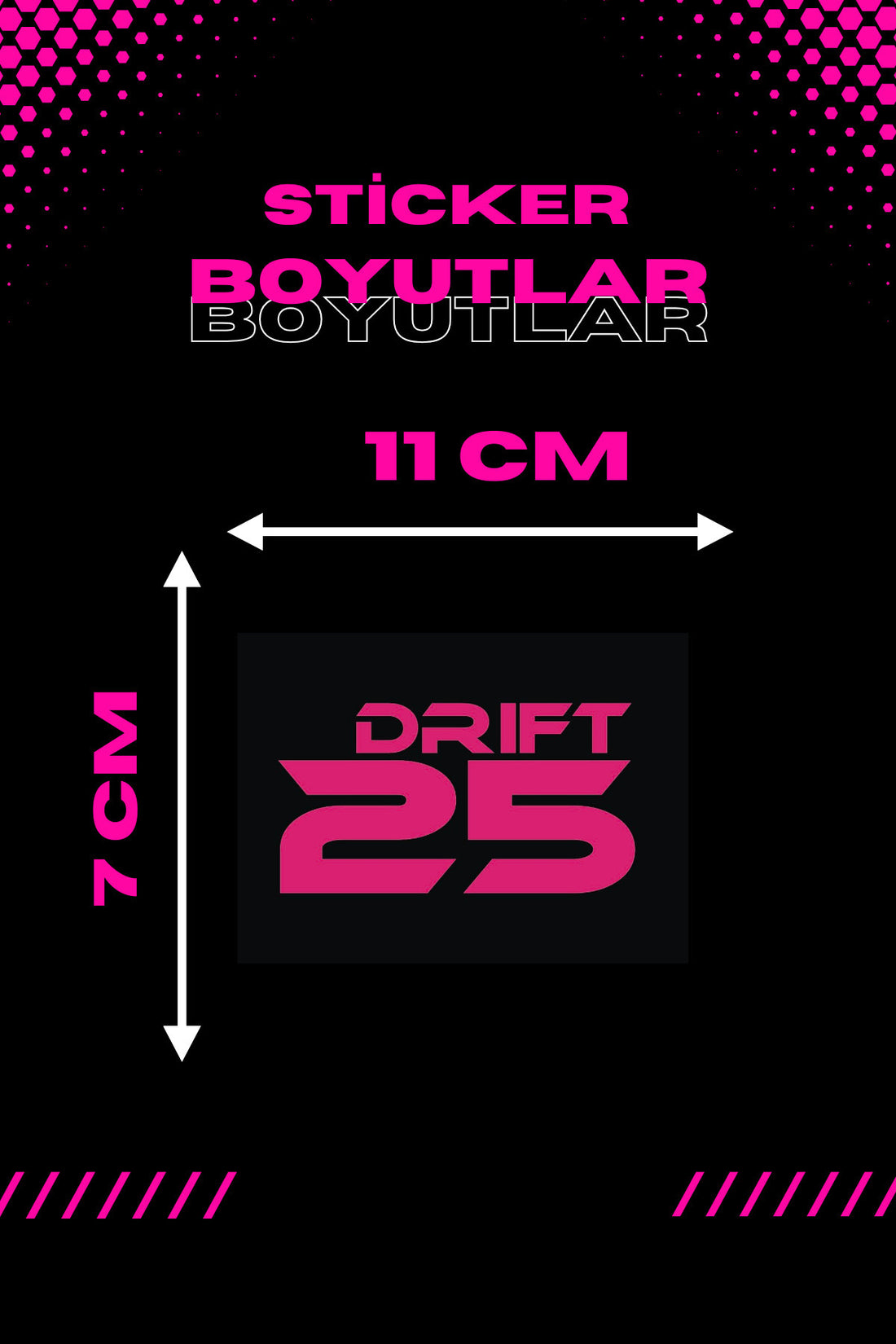 Dekoratif Neon Pembe Drift 25 Sticker Araba-Motor için Etiket 11CMx7CM (1 Adet)