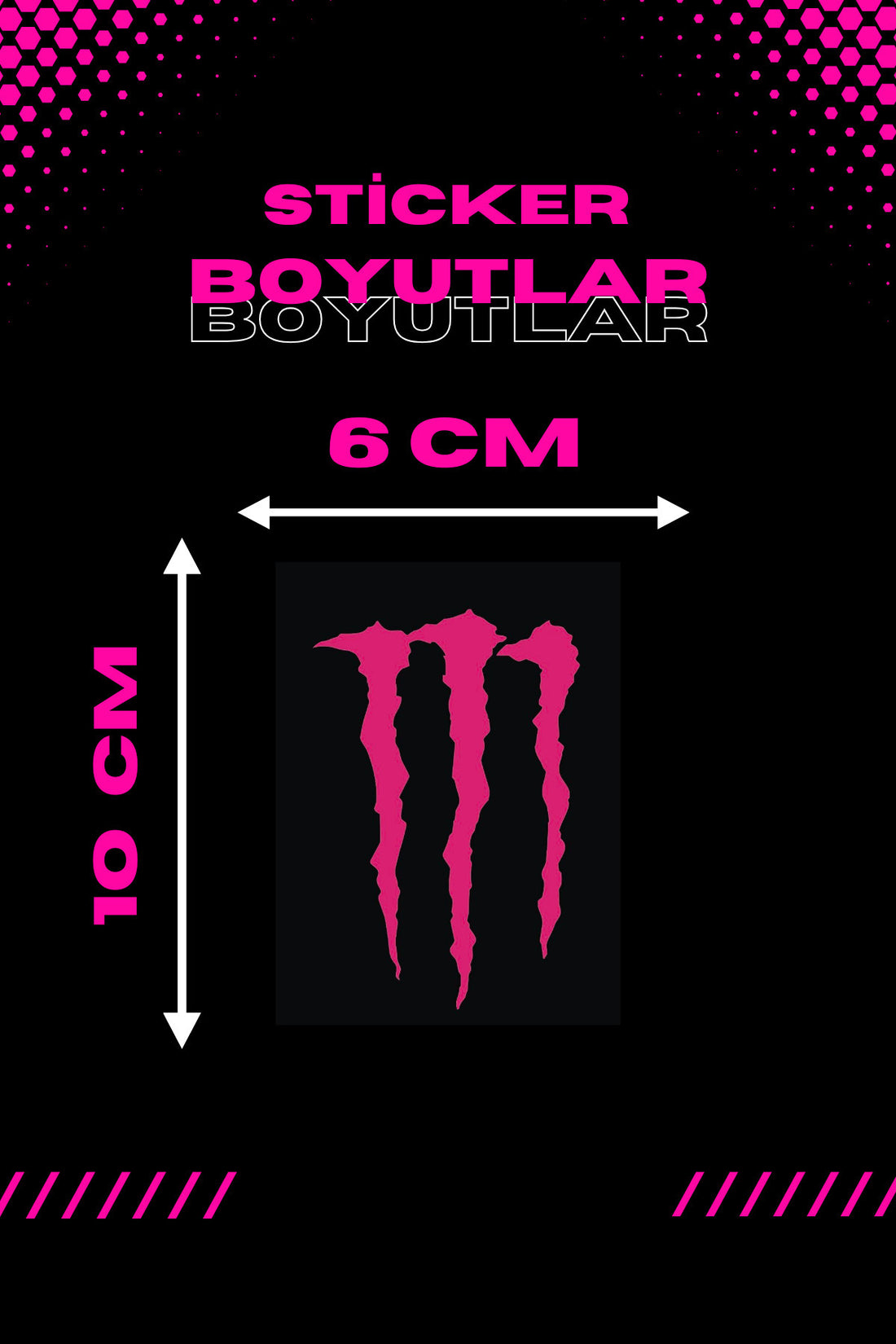 Dekoratif Neon Pembe Monster Sticker Motor-Araba için Etiket 10CMx6CM 1 Adet