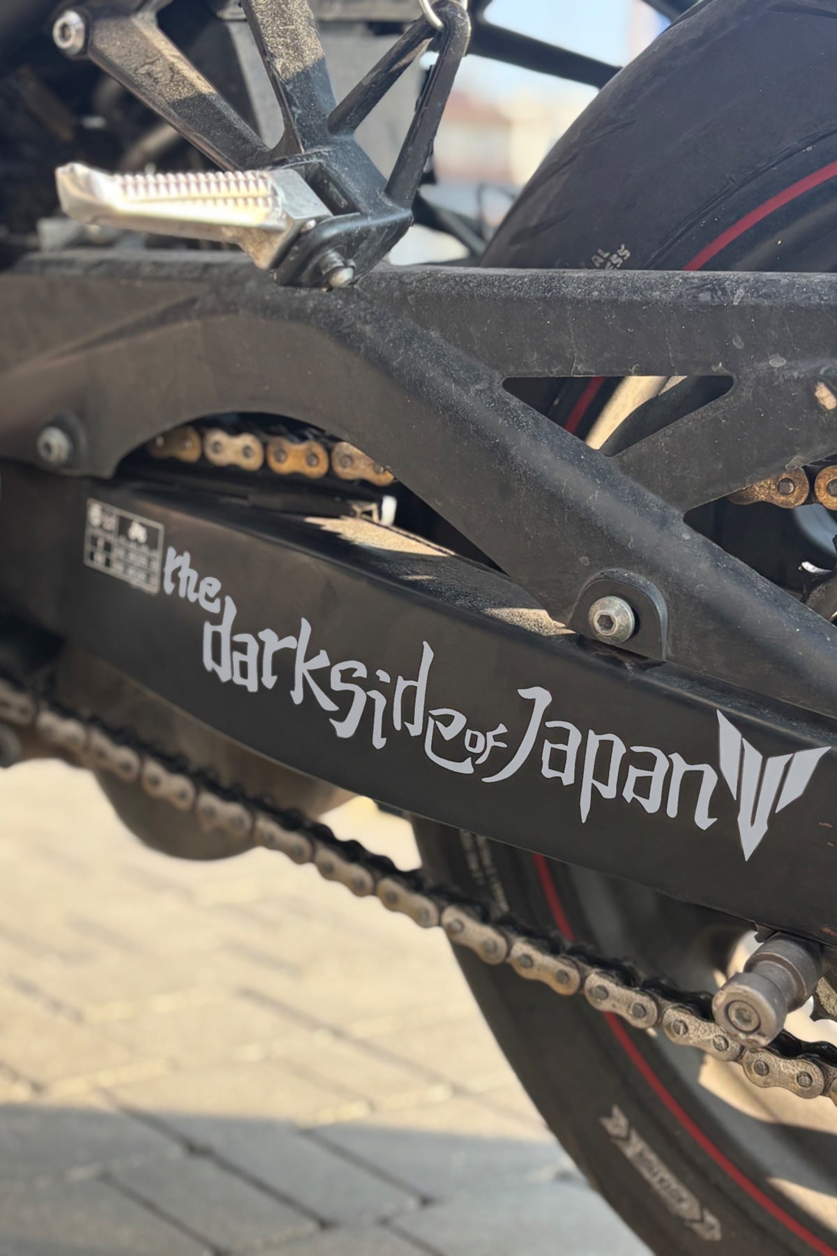Motosiklet Yan Şase için Eğik The Dark Side of Japan Sticker Etiket