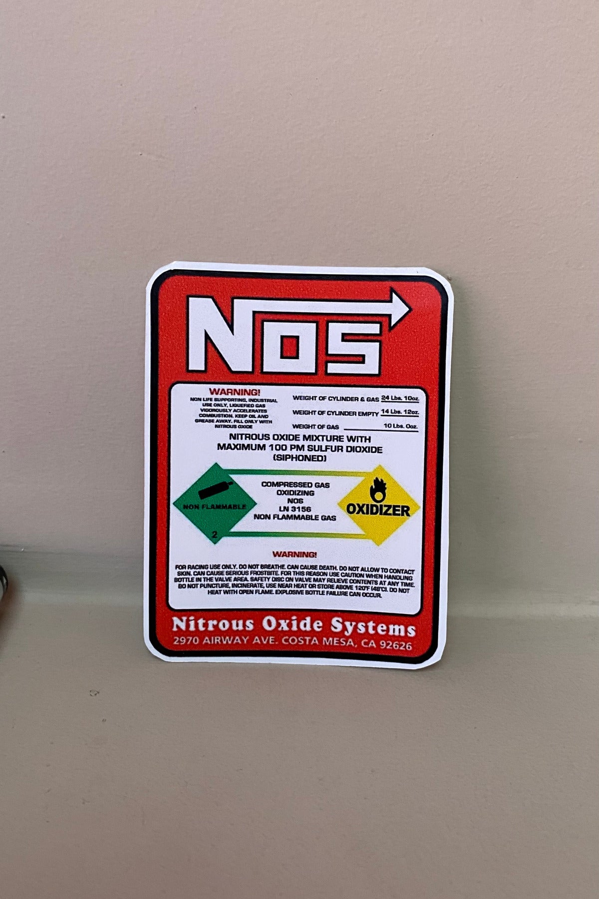 Nos Tüp Sticker Etiket (10cmX7.5cm) Motor-Araba-Kask için