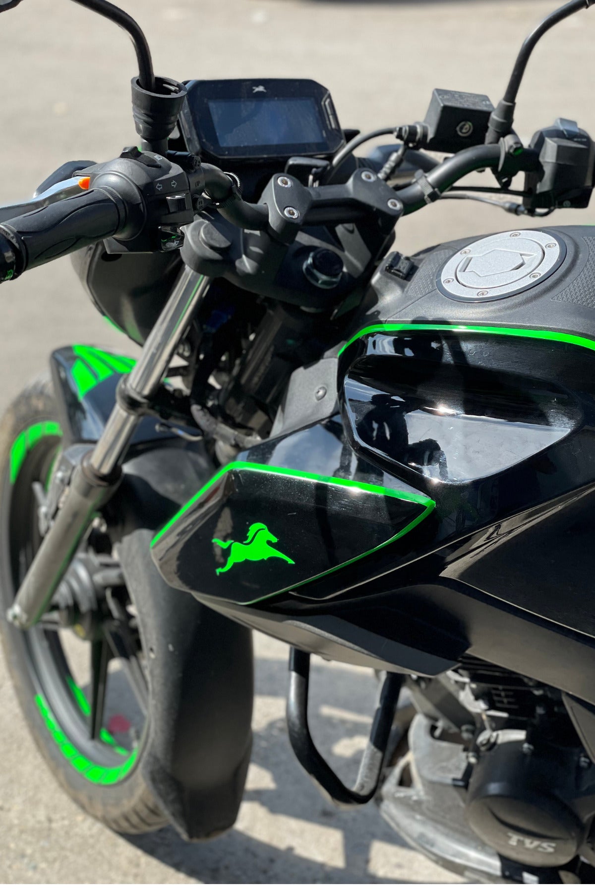 TVS Raider 125 için Neon Yeşil 16 Parça Sticker Etiket Seti (16 Parça )