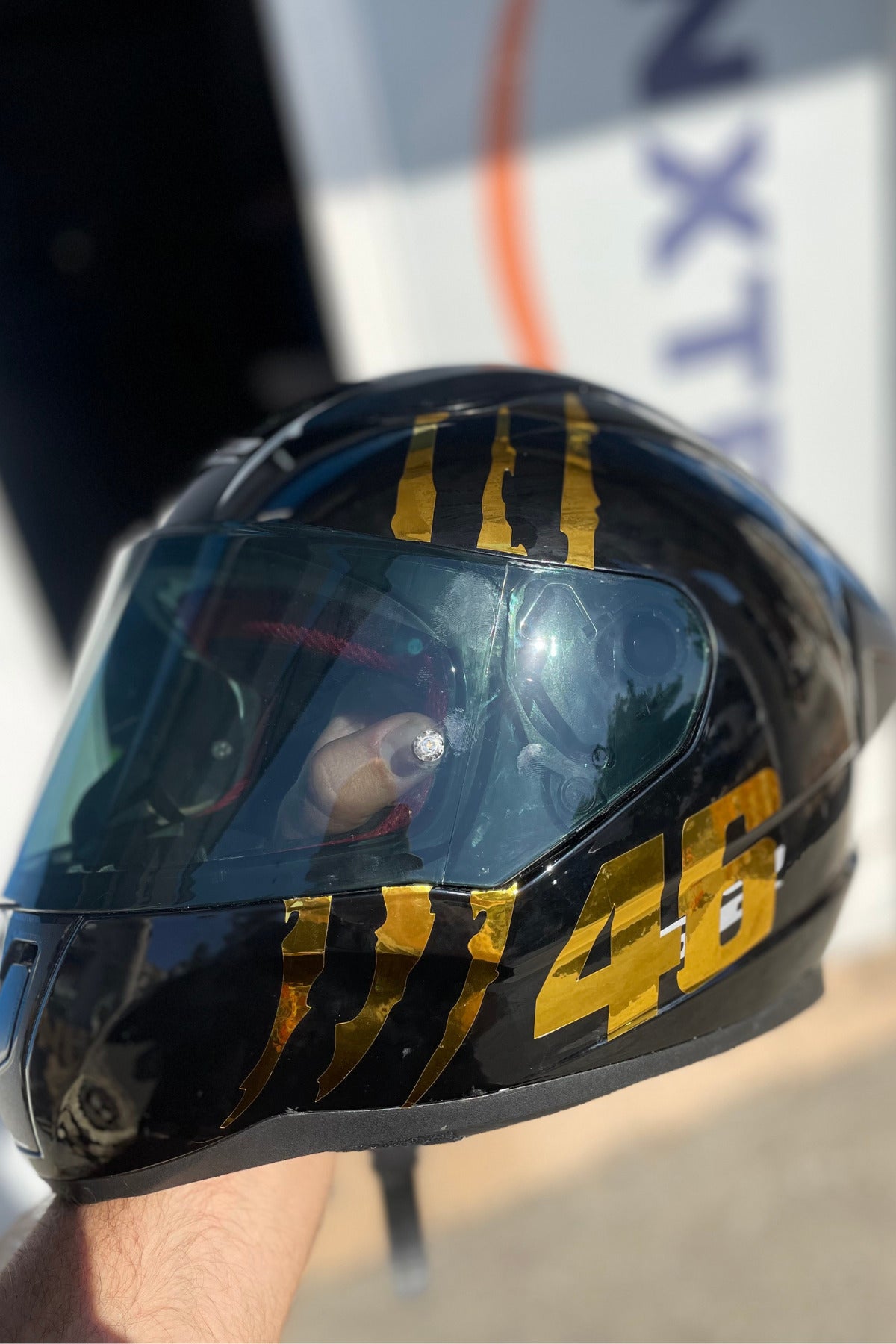 Kask için Gold Altın Renk Sticker Seti Pençe İzi ve 46  Sticker Etiket Seti (Toplam 2 Parça)