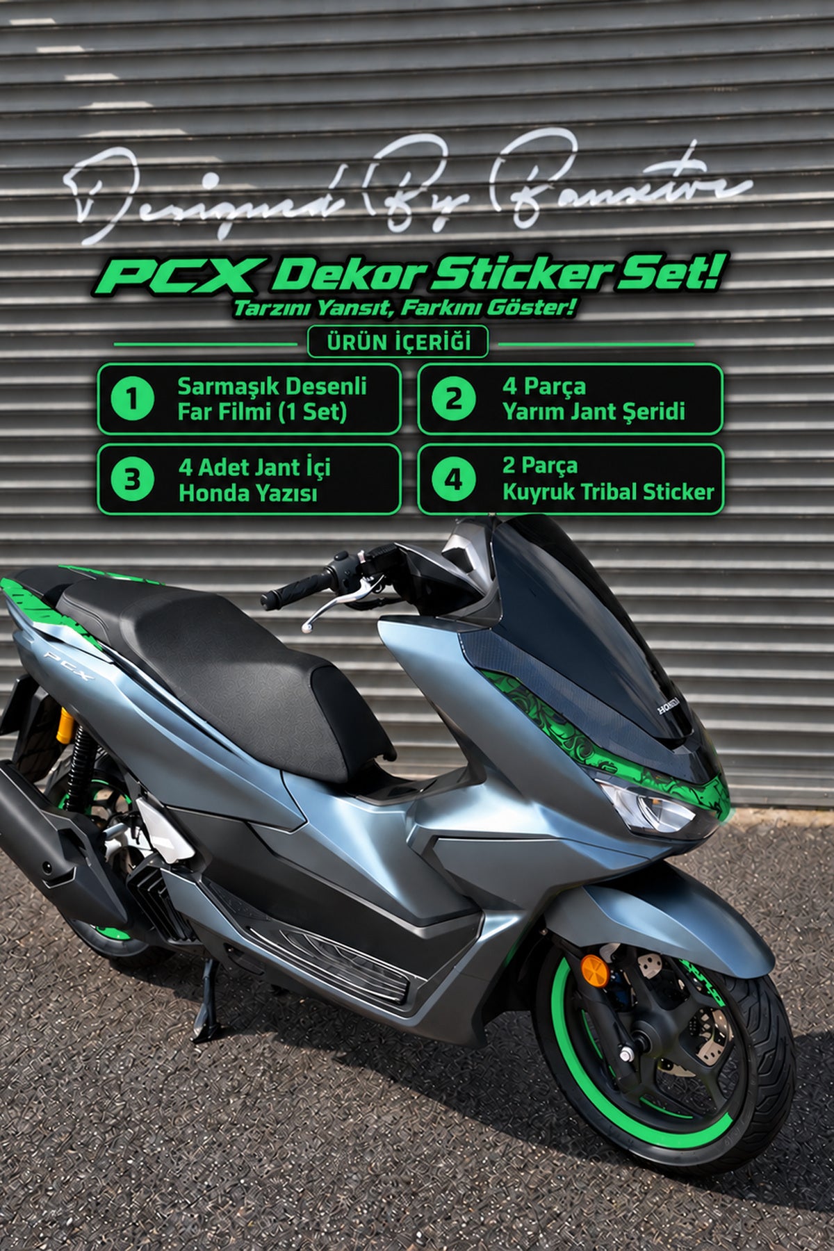 Honda PCX Deluxe 2025-2026 Uyumlu Dekor Sticker Seti (Far Filmli)