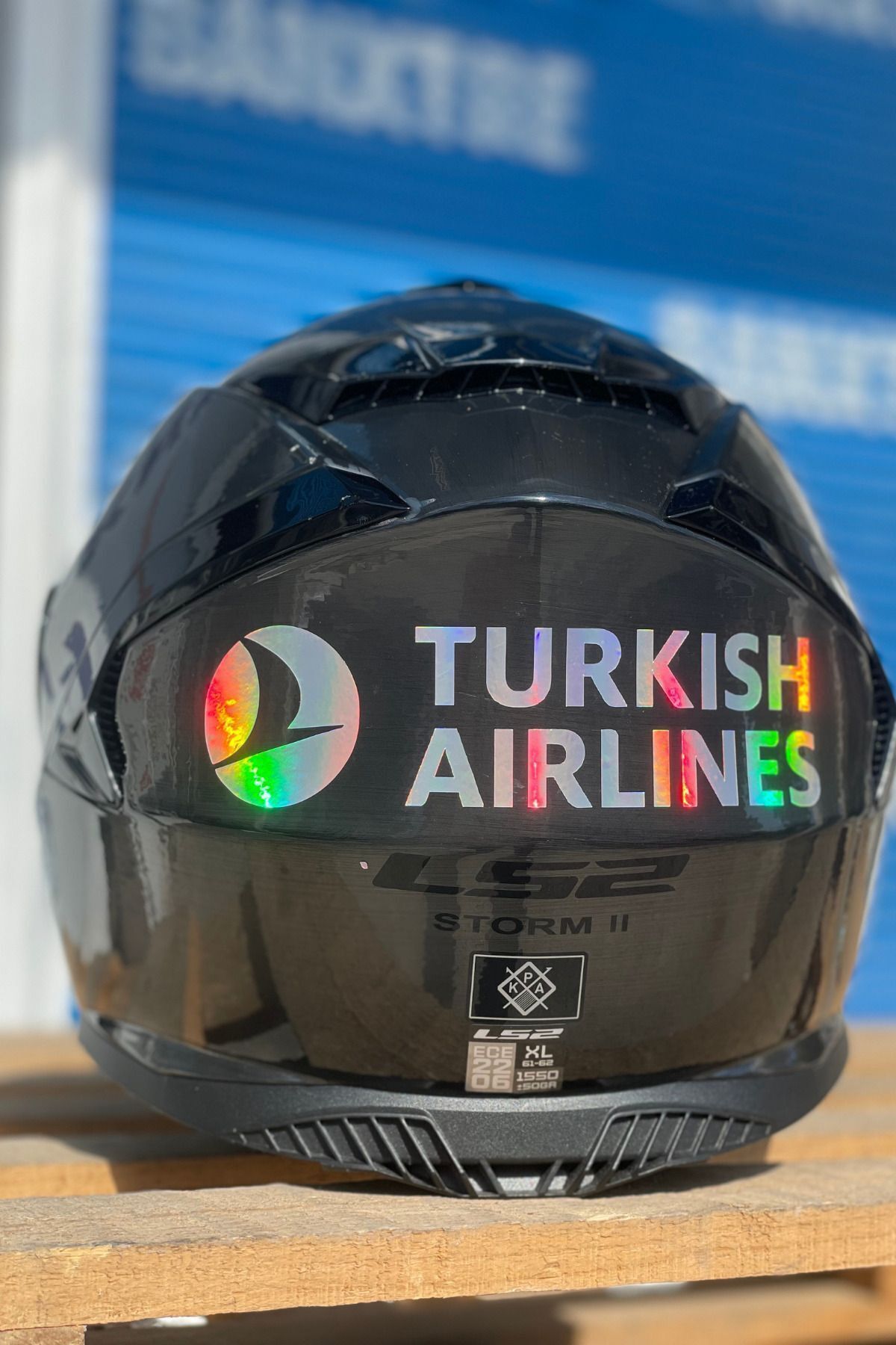 Dekoratif Hologramlı Turkish Airlines Sticker Motor-Araba-Kask için Etiket 18CMx5CM (1 Adet)