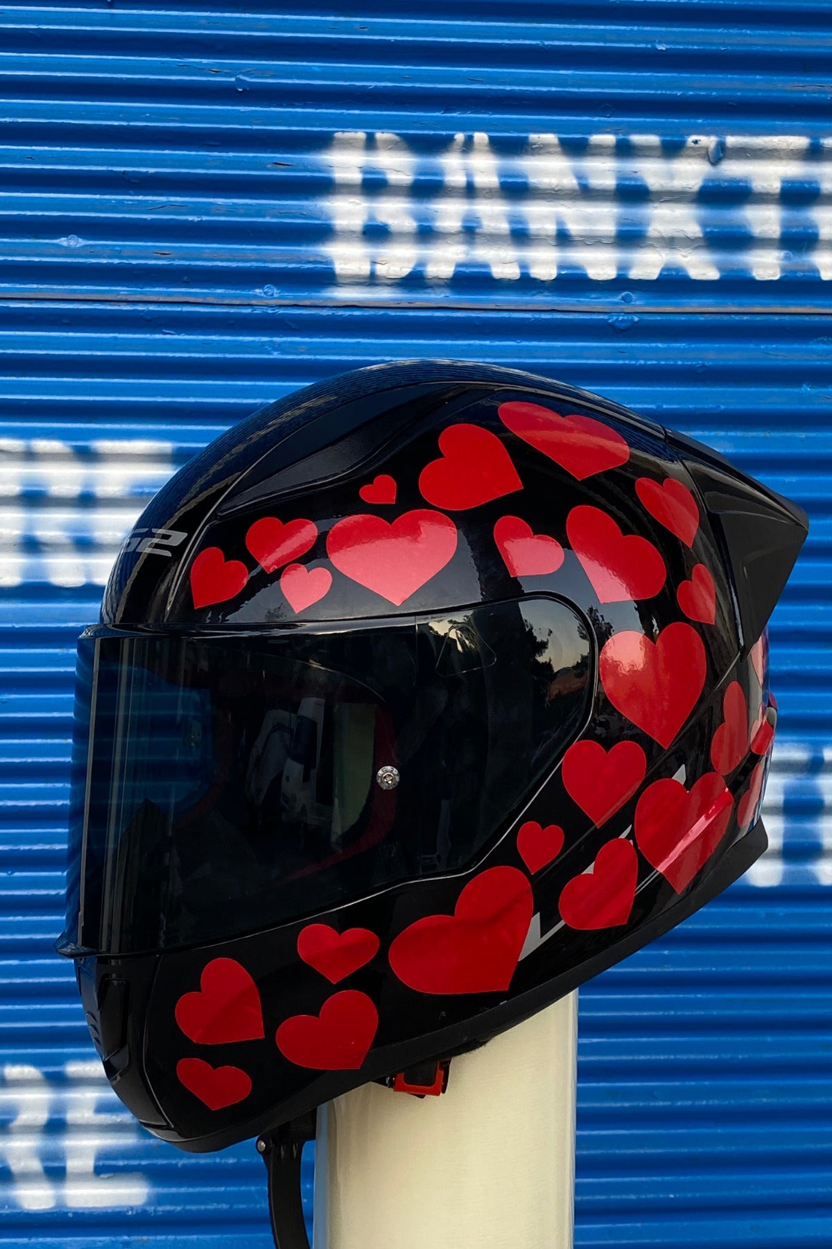 Kask-Motor-Araba için Kırmızı Kalpli Sticker Etiket Seti