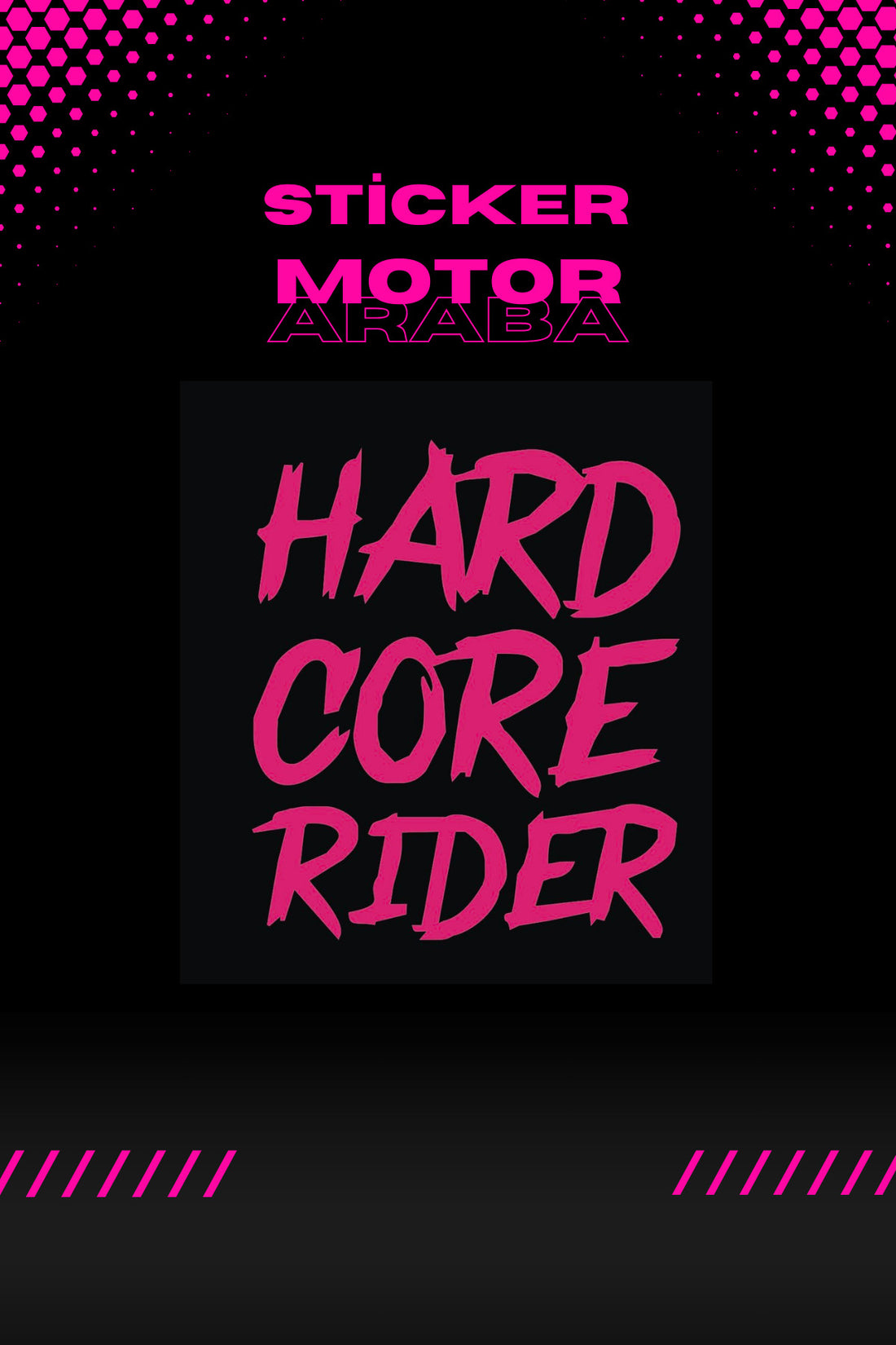 Dekoratif Neon Pembe Hard Core Rider Sticker Motor-Araba için Etiket 15CMX12CM (1 Adet)