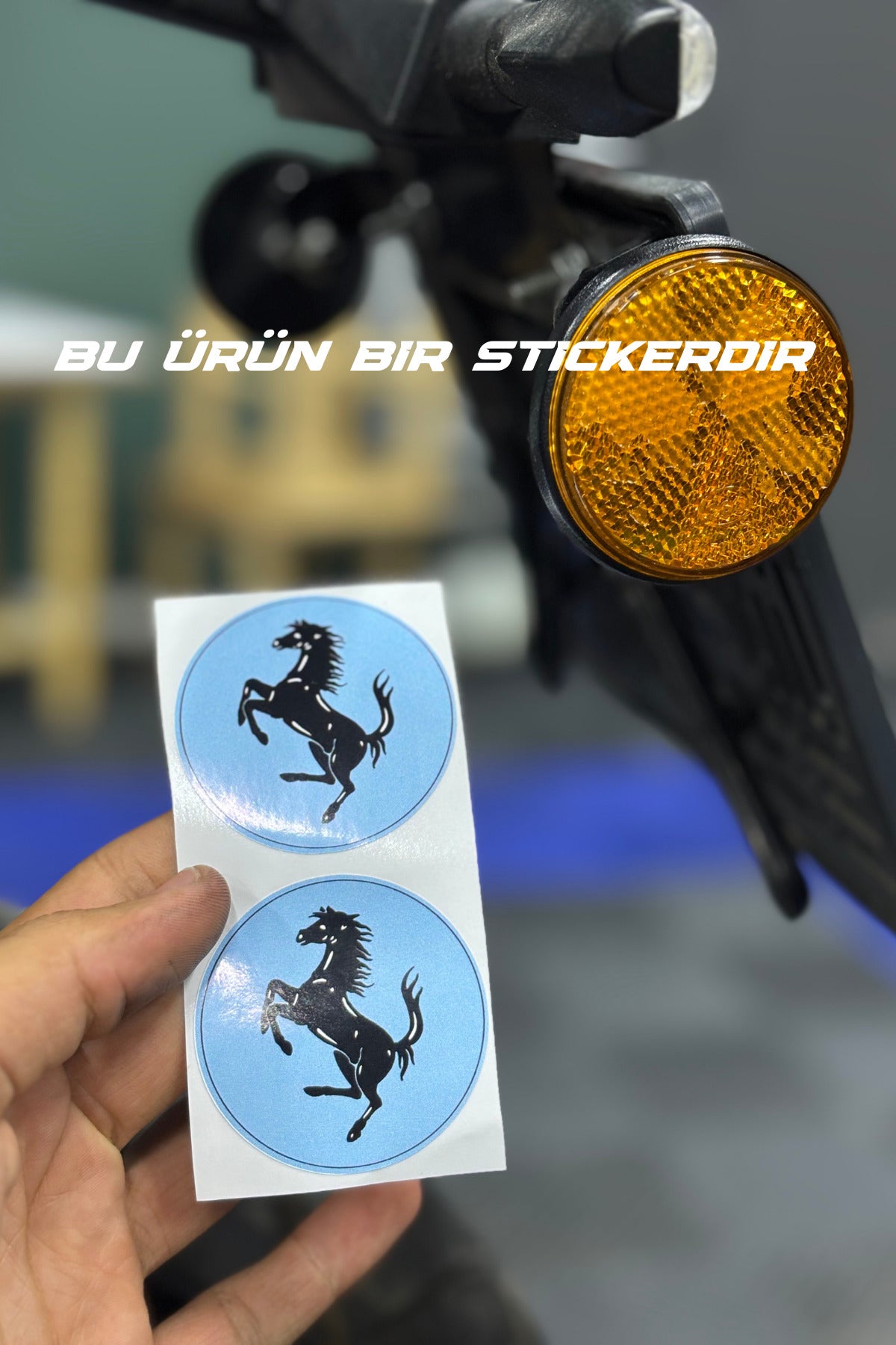 Motosiklet Kedigözü için Yuvarlak 5CMx5CM At Sticker Seti (2 Adet)