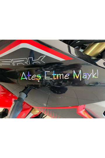 Motor-Araba-Kask için Hologram Renk' Ateş Etme Mayk' Sticker Etiket (20CM)