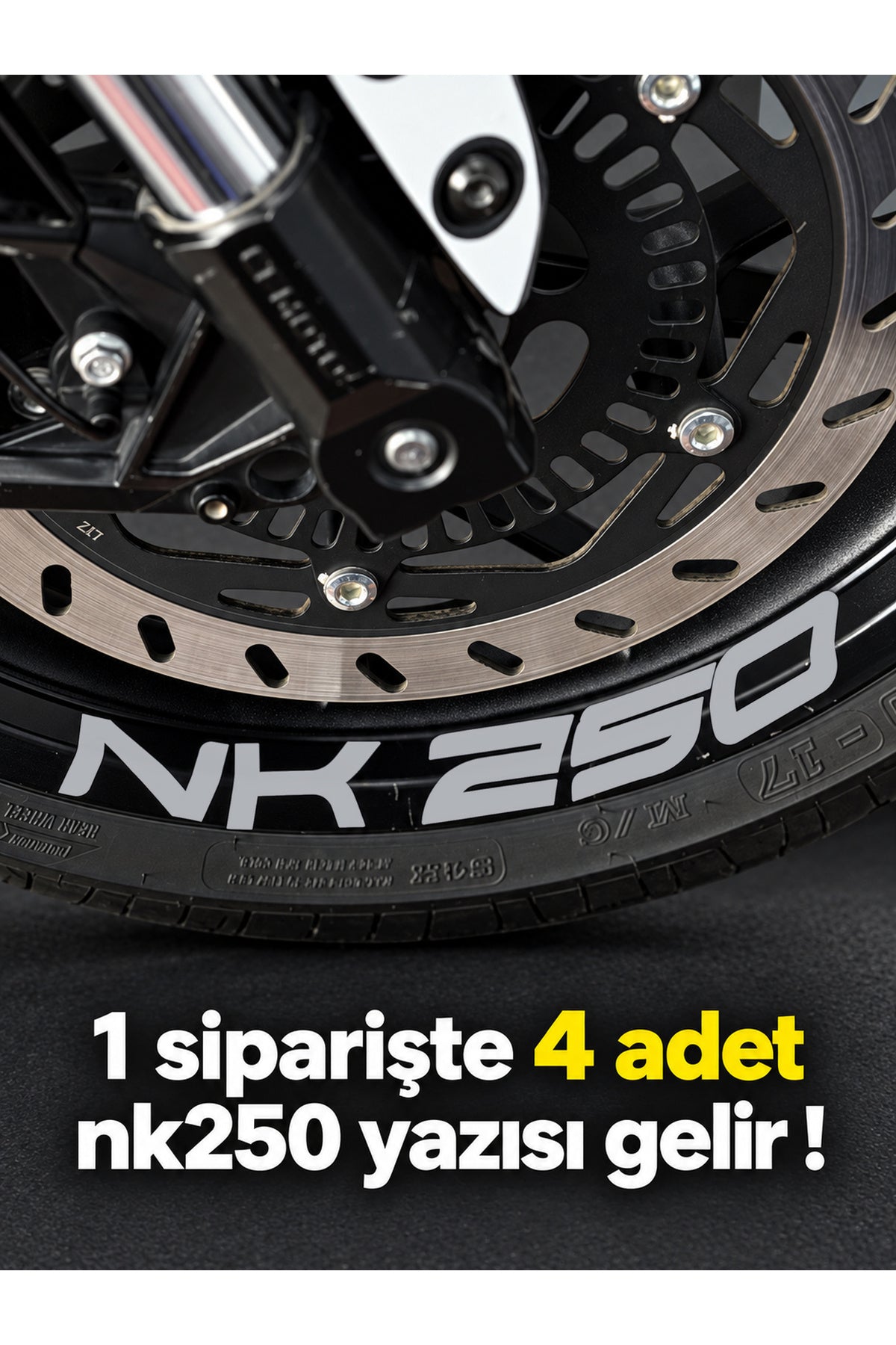 CFMOTO NK250 için Geniş Boyutlarda NK250 Jant için Yazı Sticker (1 Paketten 4 Adet Çıkar )
