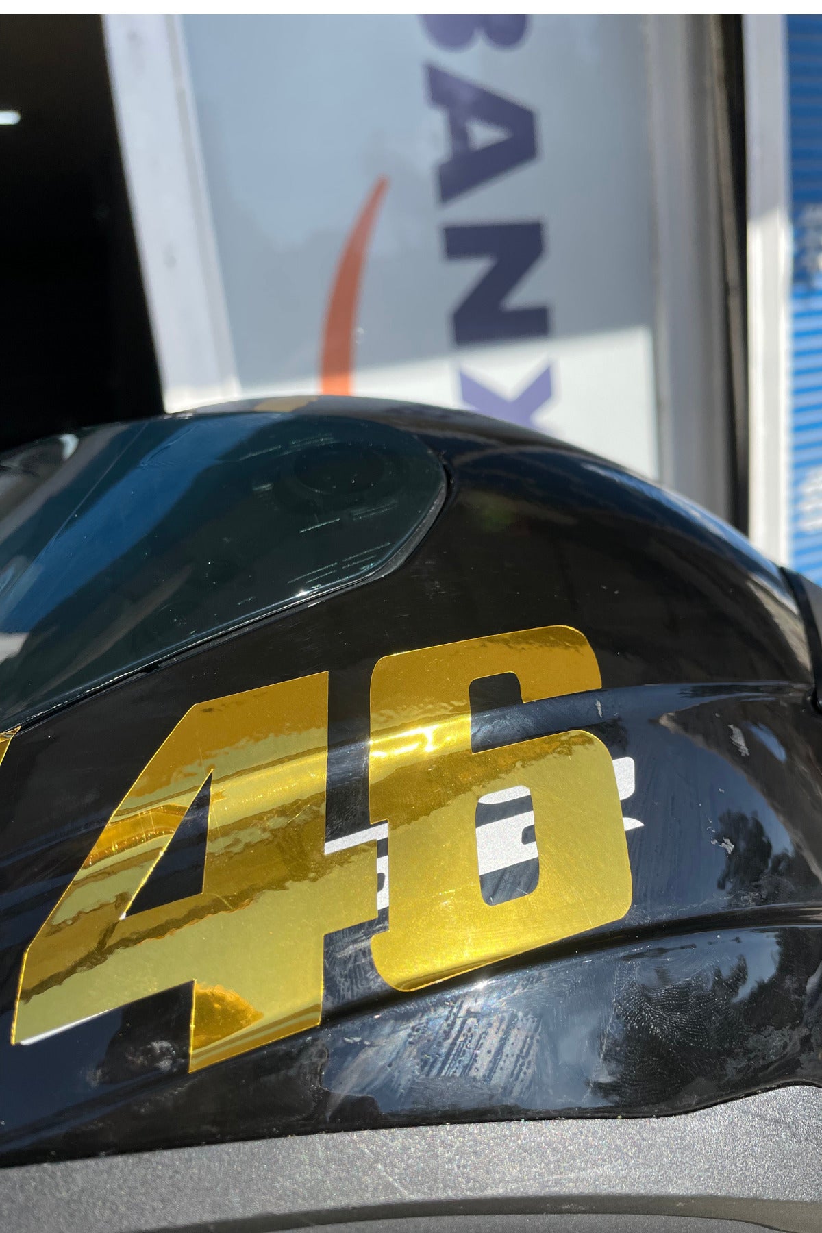 Motor-Kask için Gold Altın 46 Yarış Stili Sticker Etiket (1 Adet)