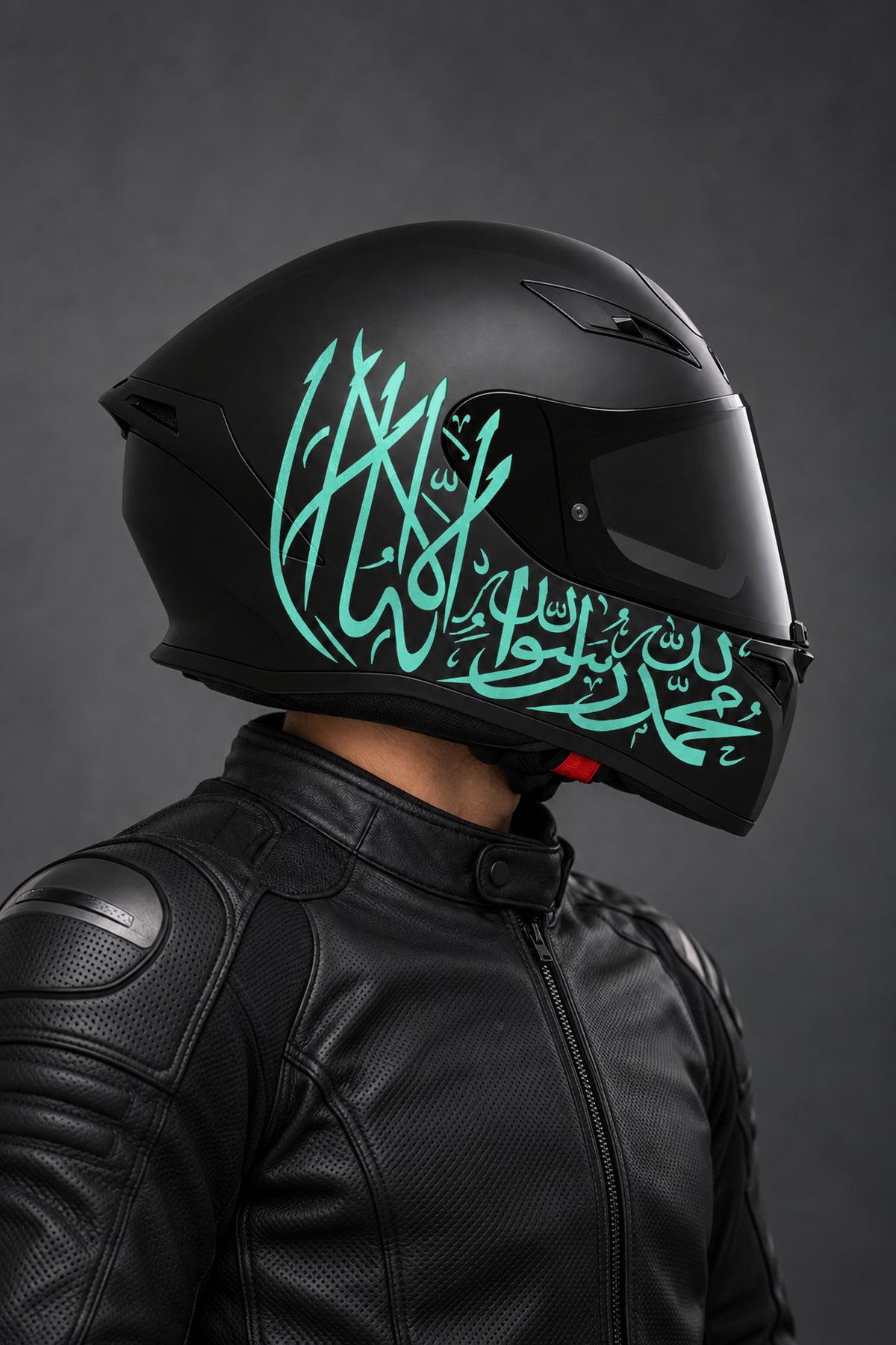 Motosiklet Kaskı için Kelime-i Tevhid Dua Arapça Sticker Etiket (1 Adet)