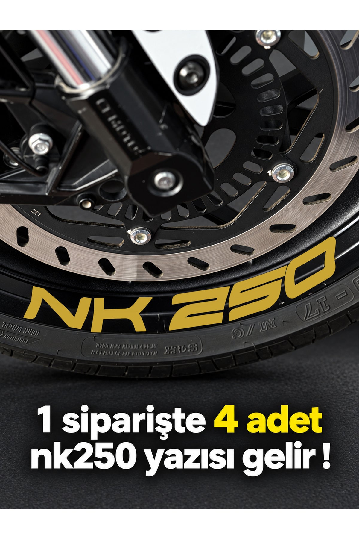 CFMOTO NK250 için Geniş Boyutlarda NK250 Jant için Yazı Sticker (1 Paketten 4 Adet Çıkar )